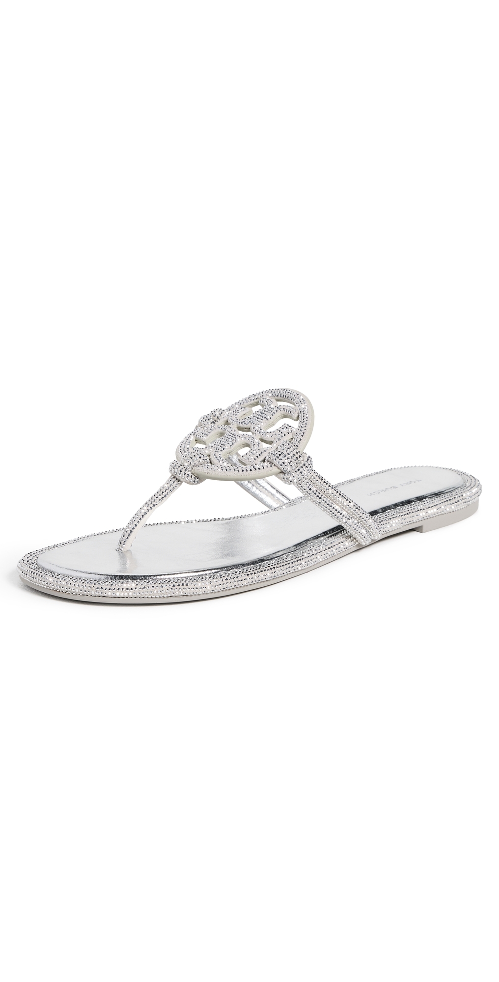 Tory Burch Crystal Embellished Sandal In Metallic
