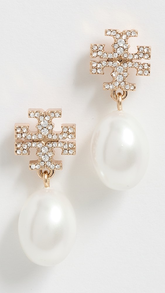 Kira Pave Pearl Drop Earrings - Image 1