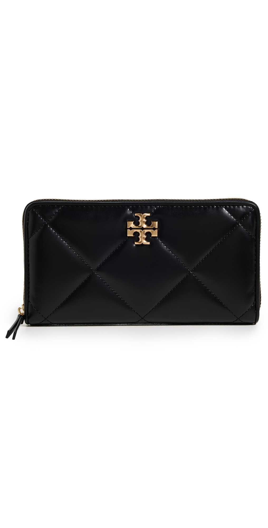 Tory Burch Kira Diamond Quilt Zip Continental Wallet Black In Black