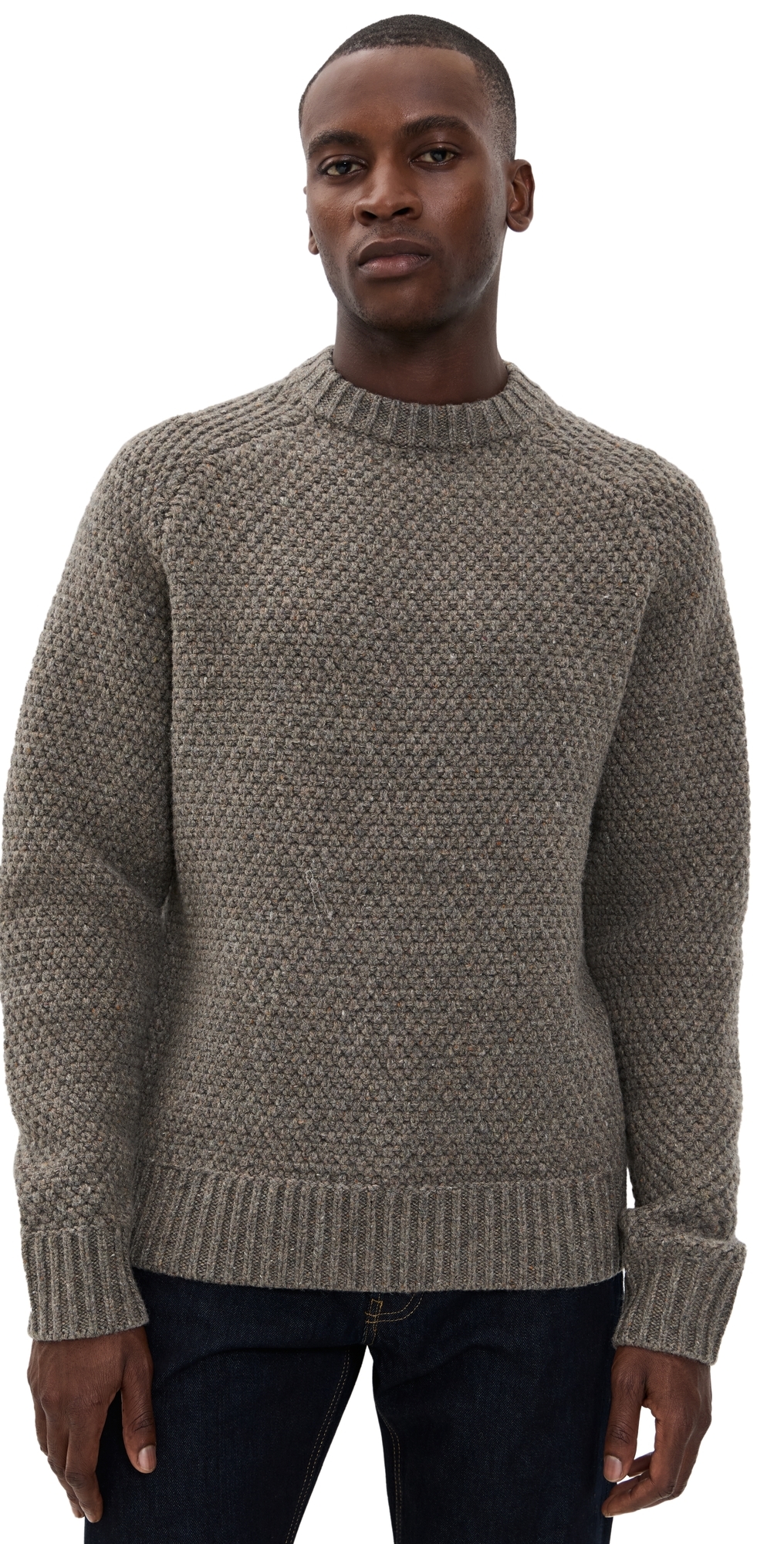 Taylor Stitch The Fisherman Sweater Taupe Merino In Brown