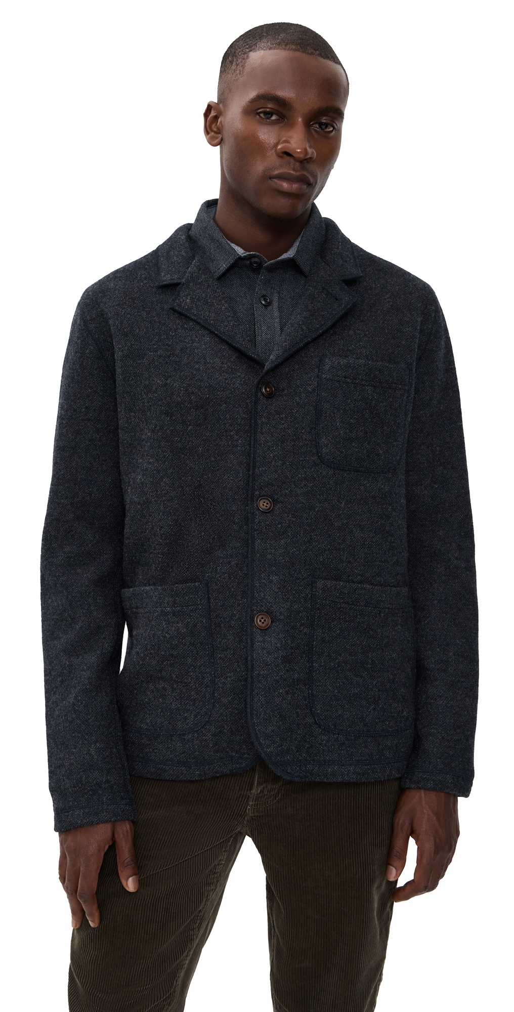 Taylor Stitch The Evans Blazer Navy Birdseye Wool In Black