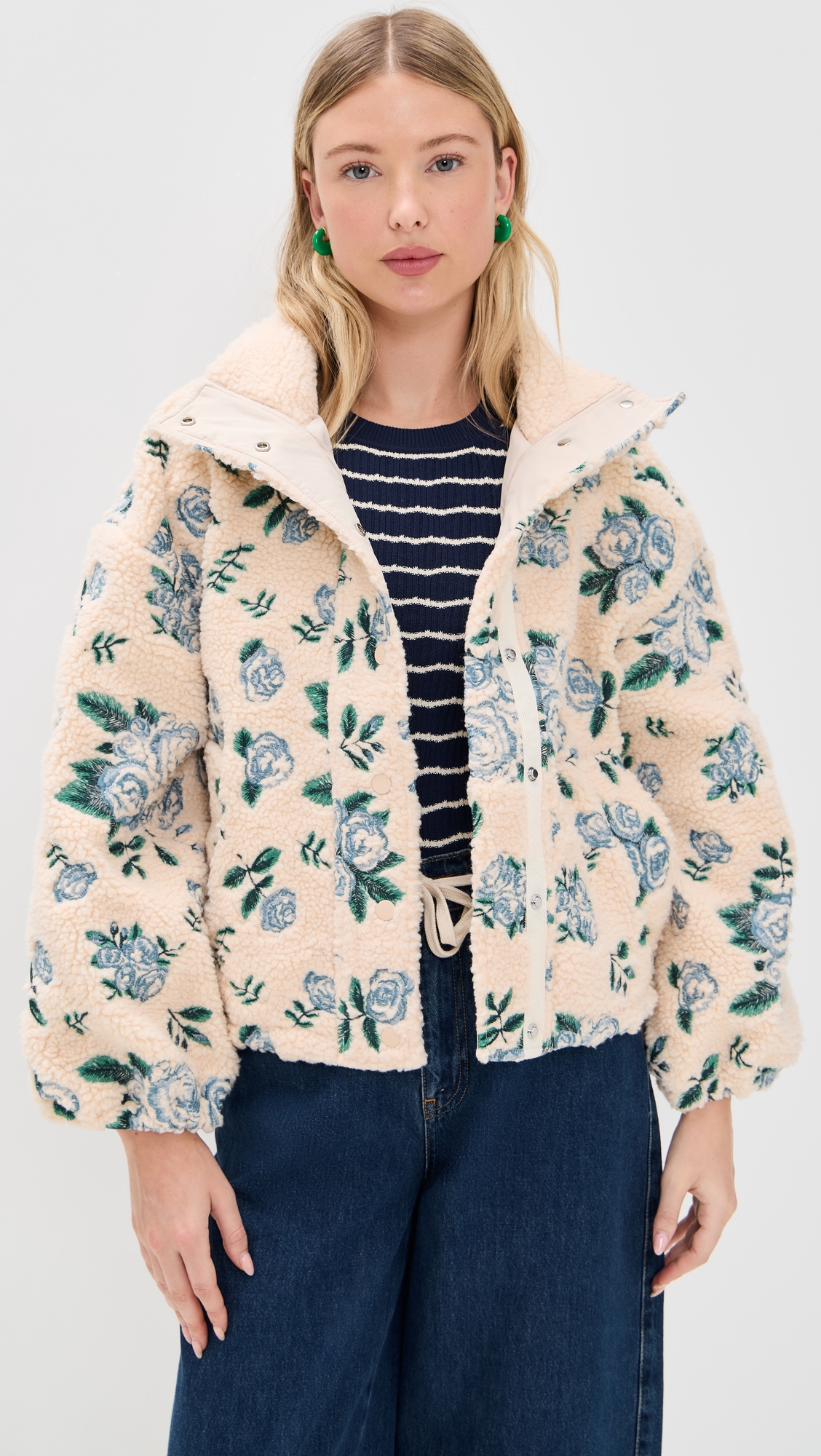 The Tiny Big Sister Roses Sherpa Jacket