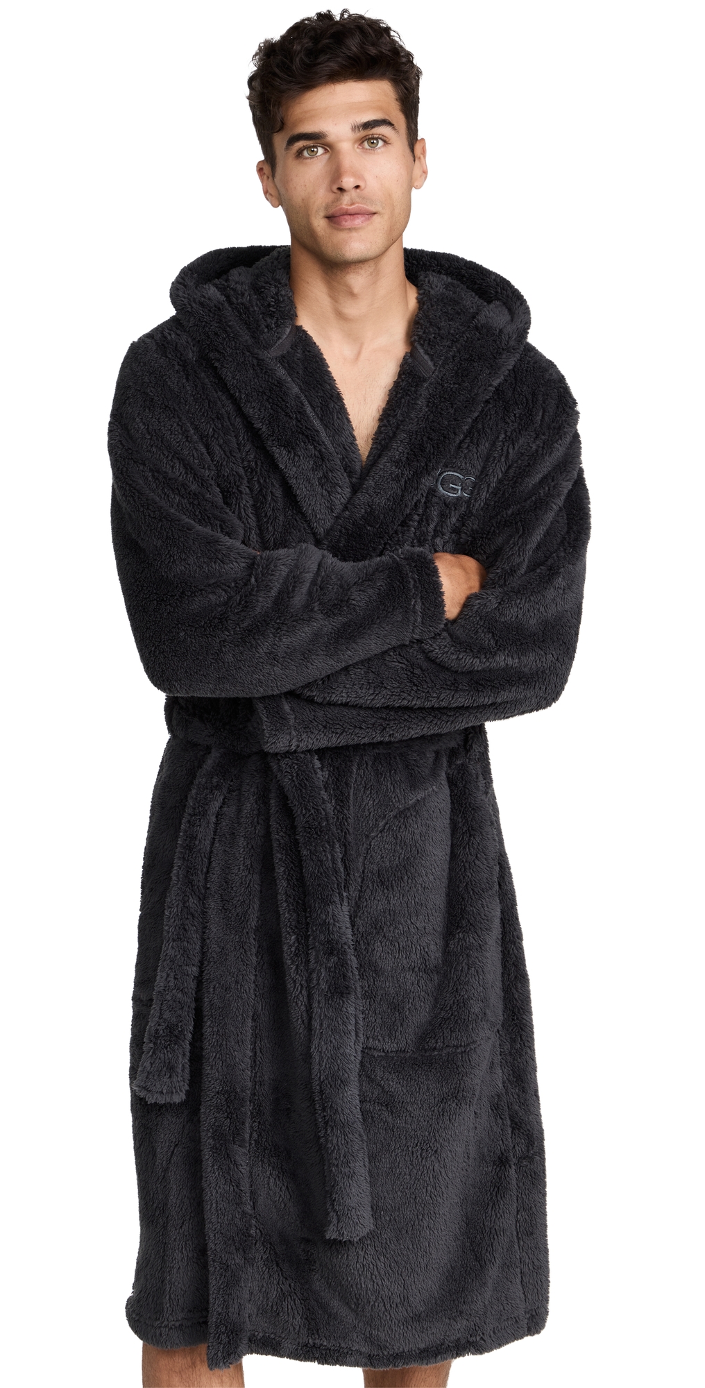 Ugg Beckett Fleece Robe In Ink Black