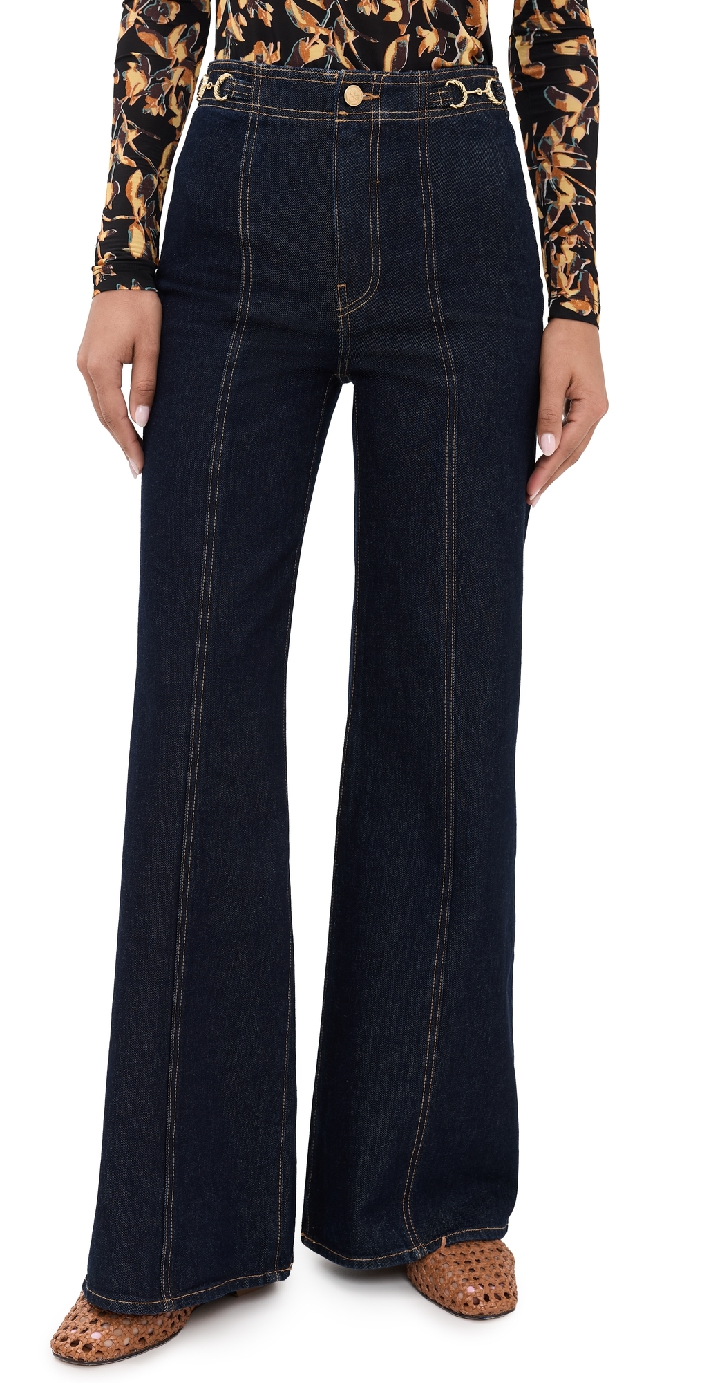 Ulla Johnson The Delphine Embellished High-rise Flared Jeans In Blue