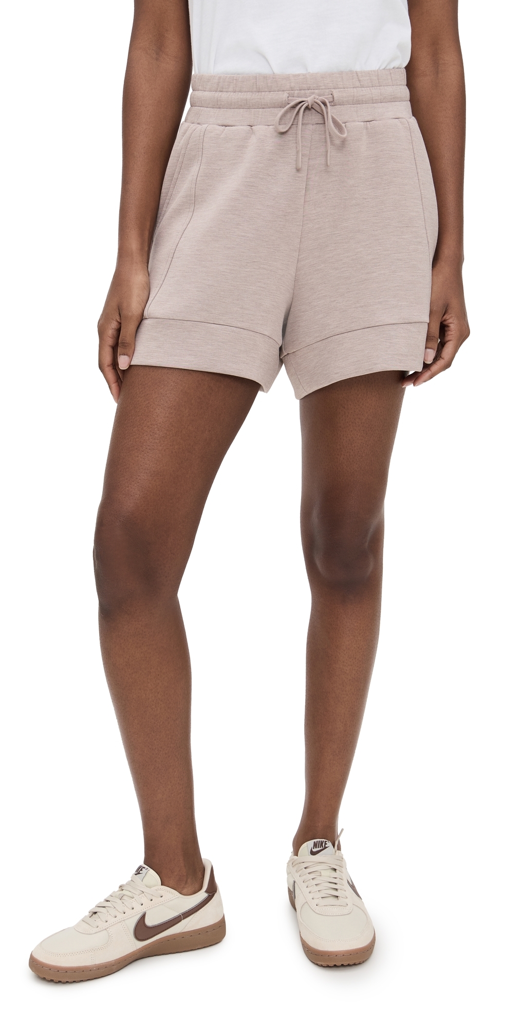 Varley Atrium High Rise Shorts Taupe Marl In Taupe Marl