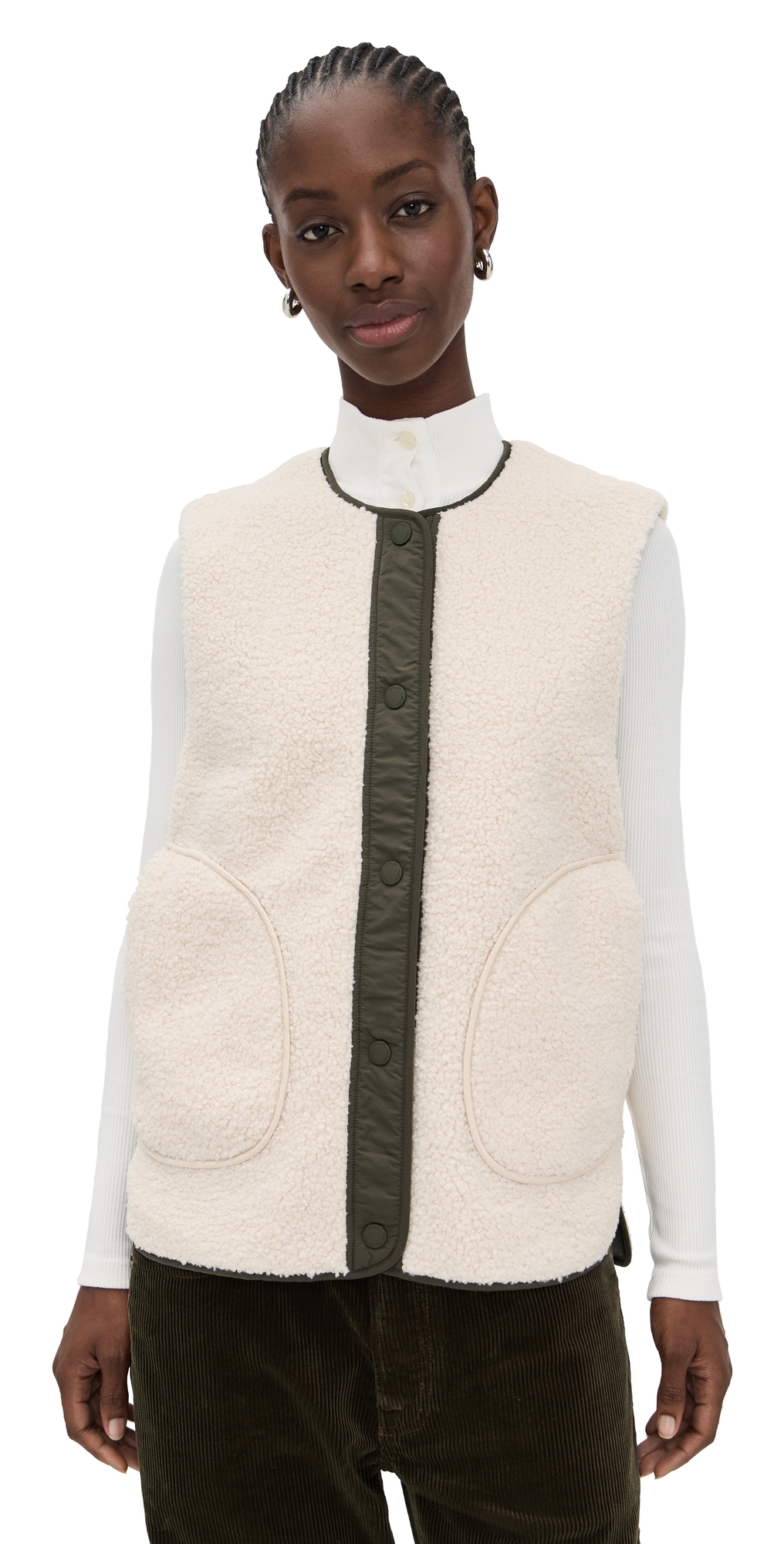 Varley Audrea Reversible Vest Sandshell/forest Night In Neutral