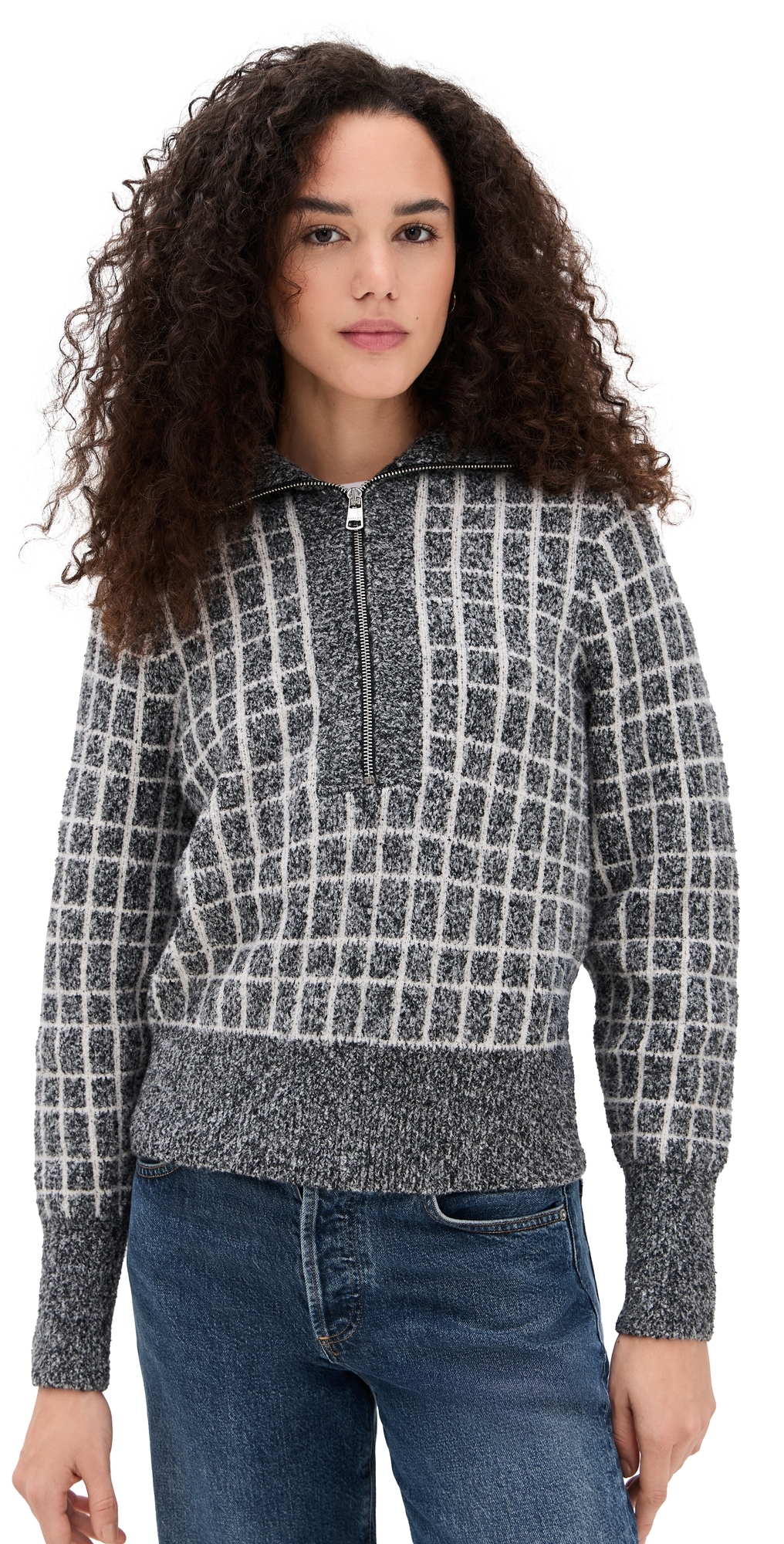 Varley Furley Half Zip Knit Charcoal Marl In Gray