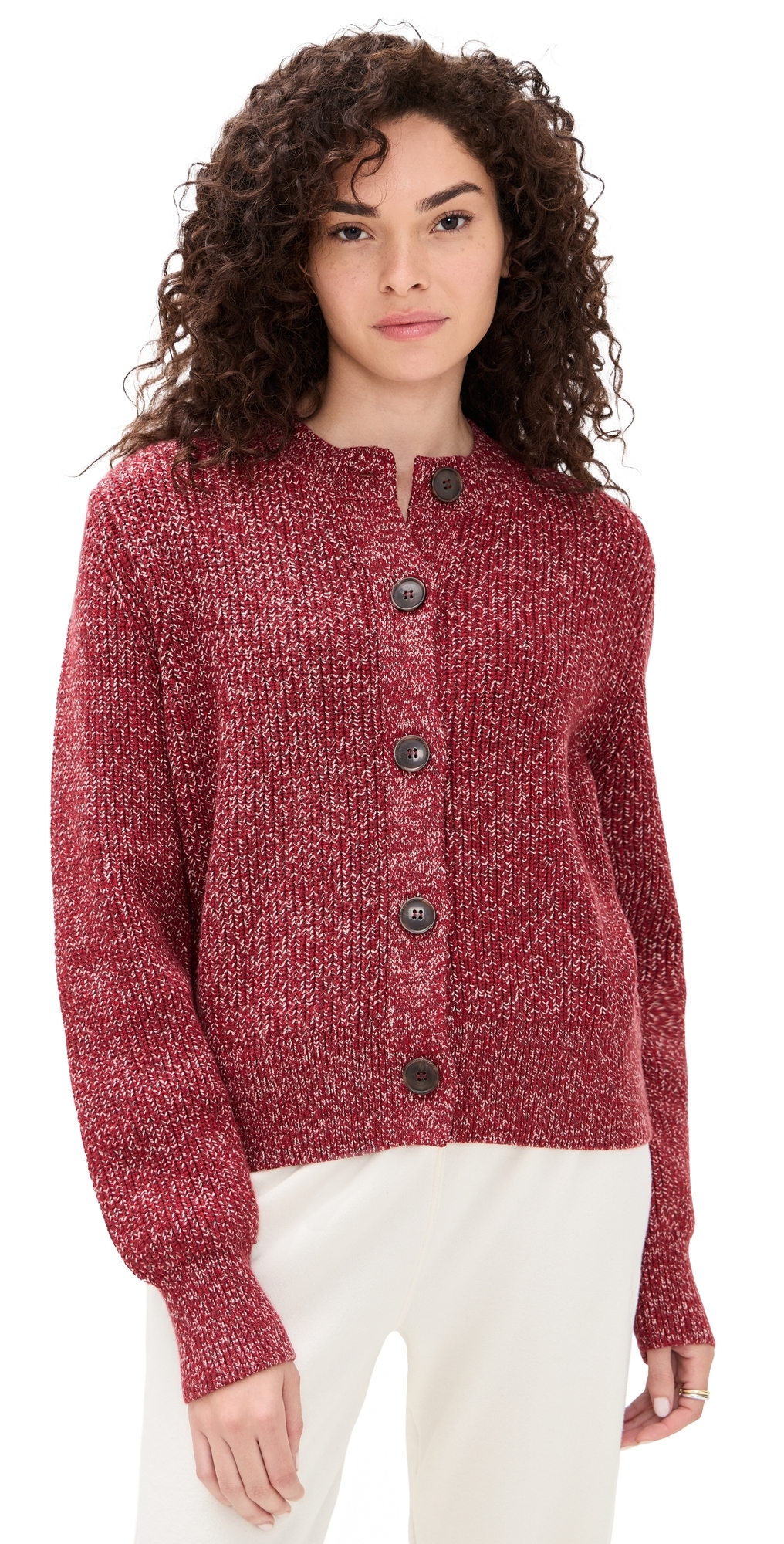 Varley Patricia Rib Cardigan Sweater In Brown
