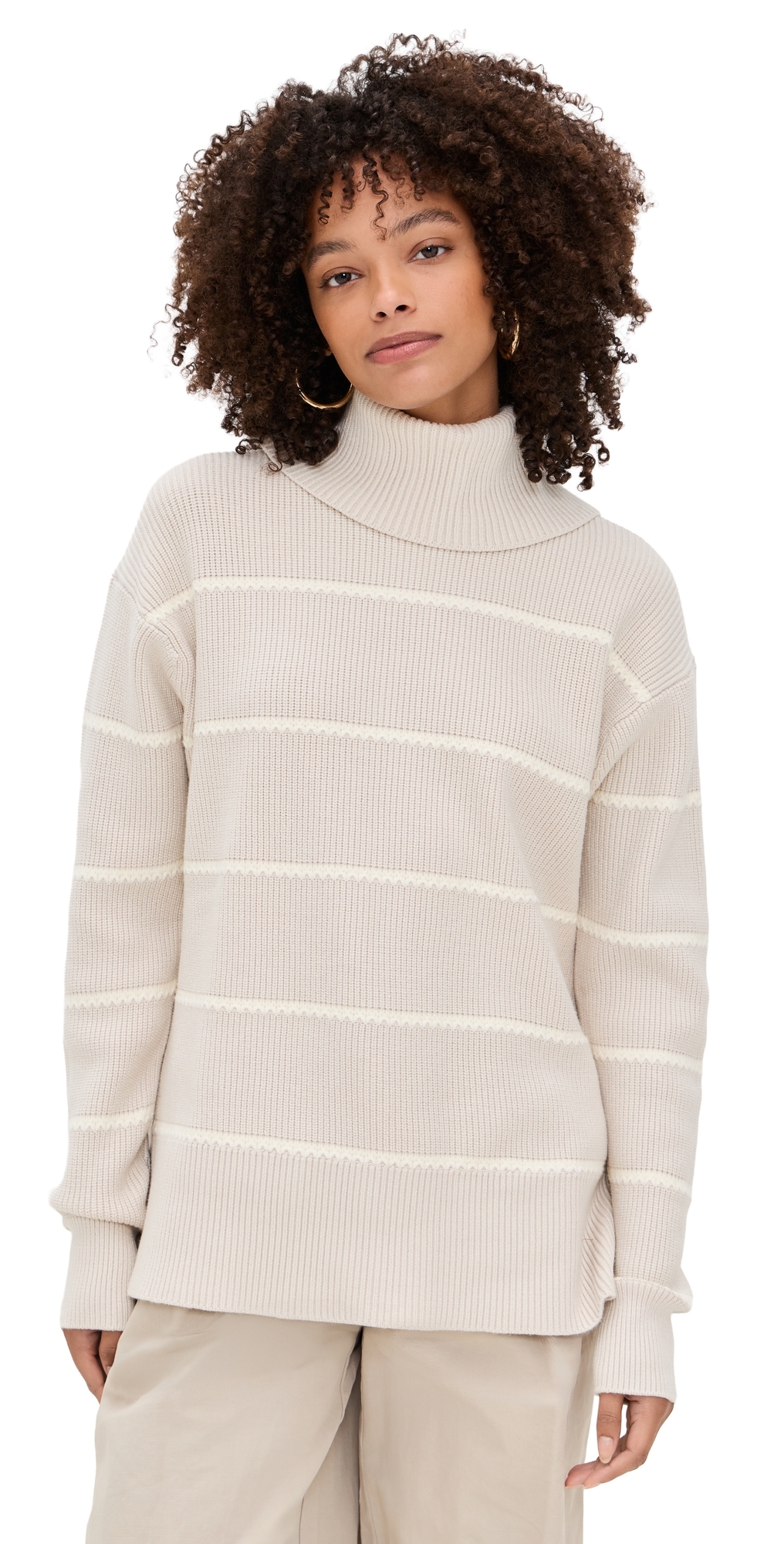 Varley Hamish Stitch Knit Sweater Silver Birch In Neutral