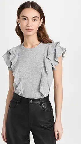 Veronica Beard Jean Bea Short Sleeve Ruffle Tee