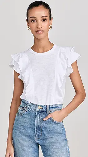 Veronica Beard Jean Bea Short Sleeve Ruffle Tee