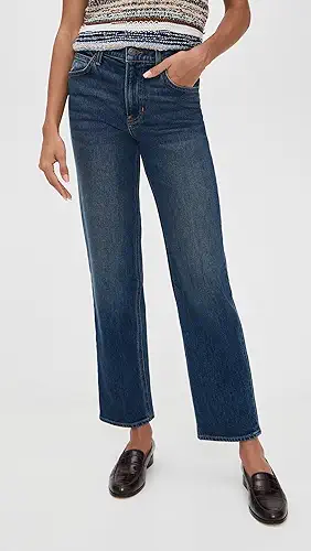 Veronica Beard Jean Leah Mid Rise Straight Leg Jeans