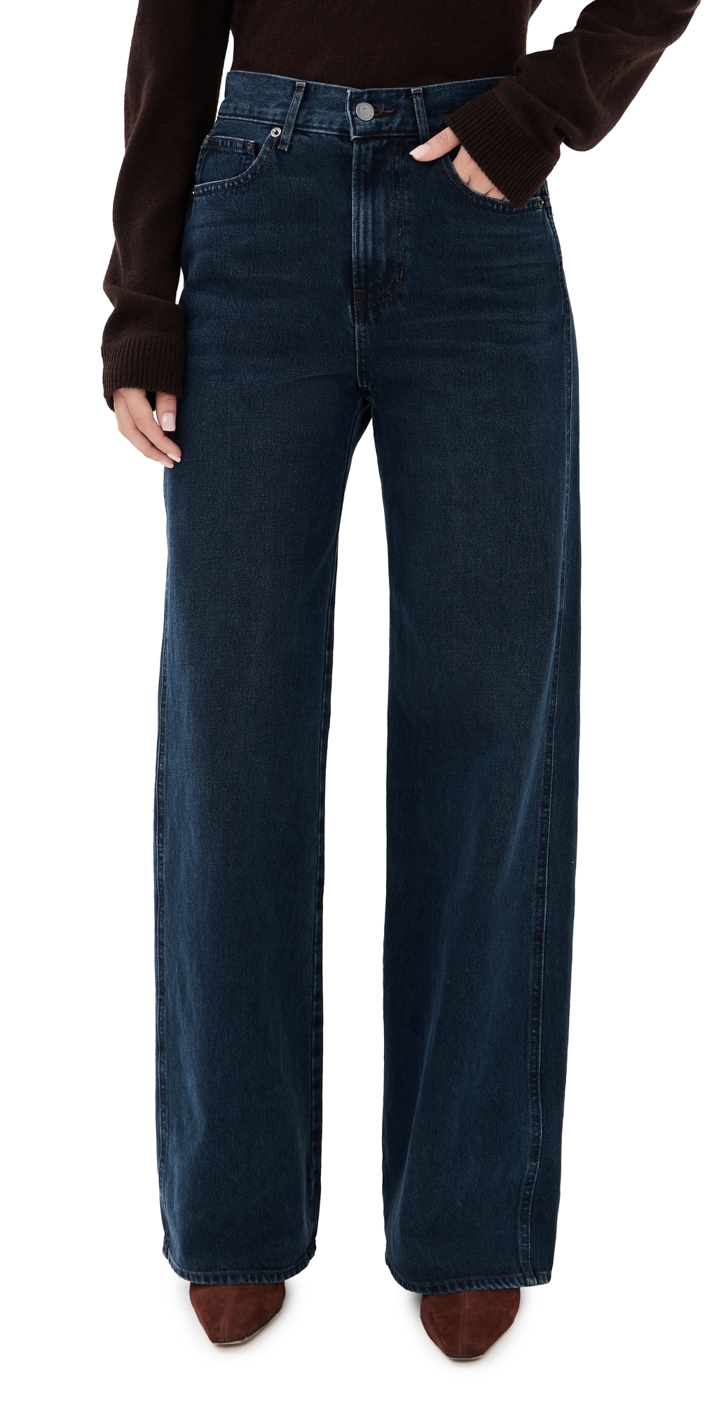 Veronica Beard Jean Taylor High Rise Wide Leg Jeans Dark Midnight In Blue