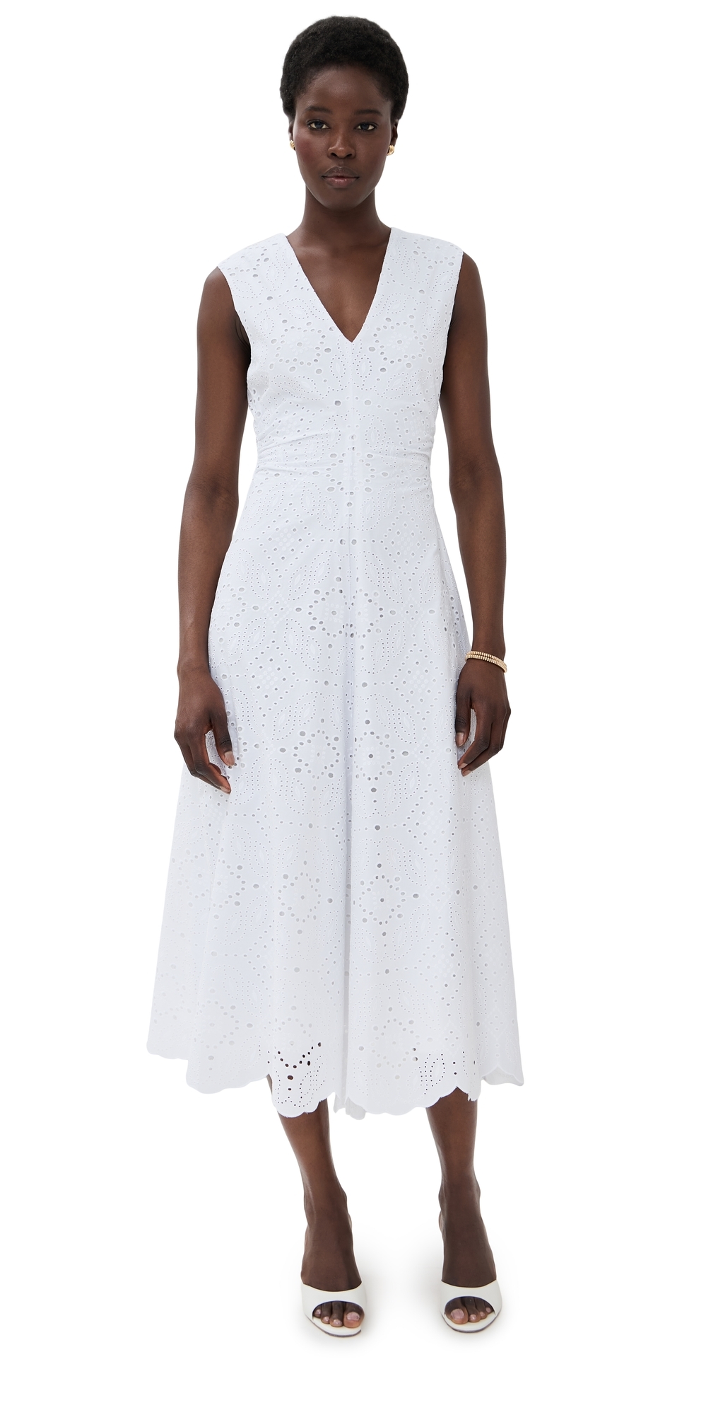 Veronica Beard Aven Cotton Eyelet Handkerchief Hem Dress