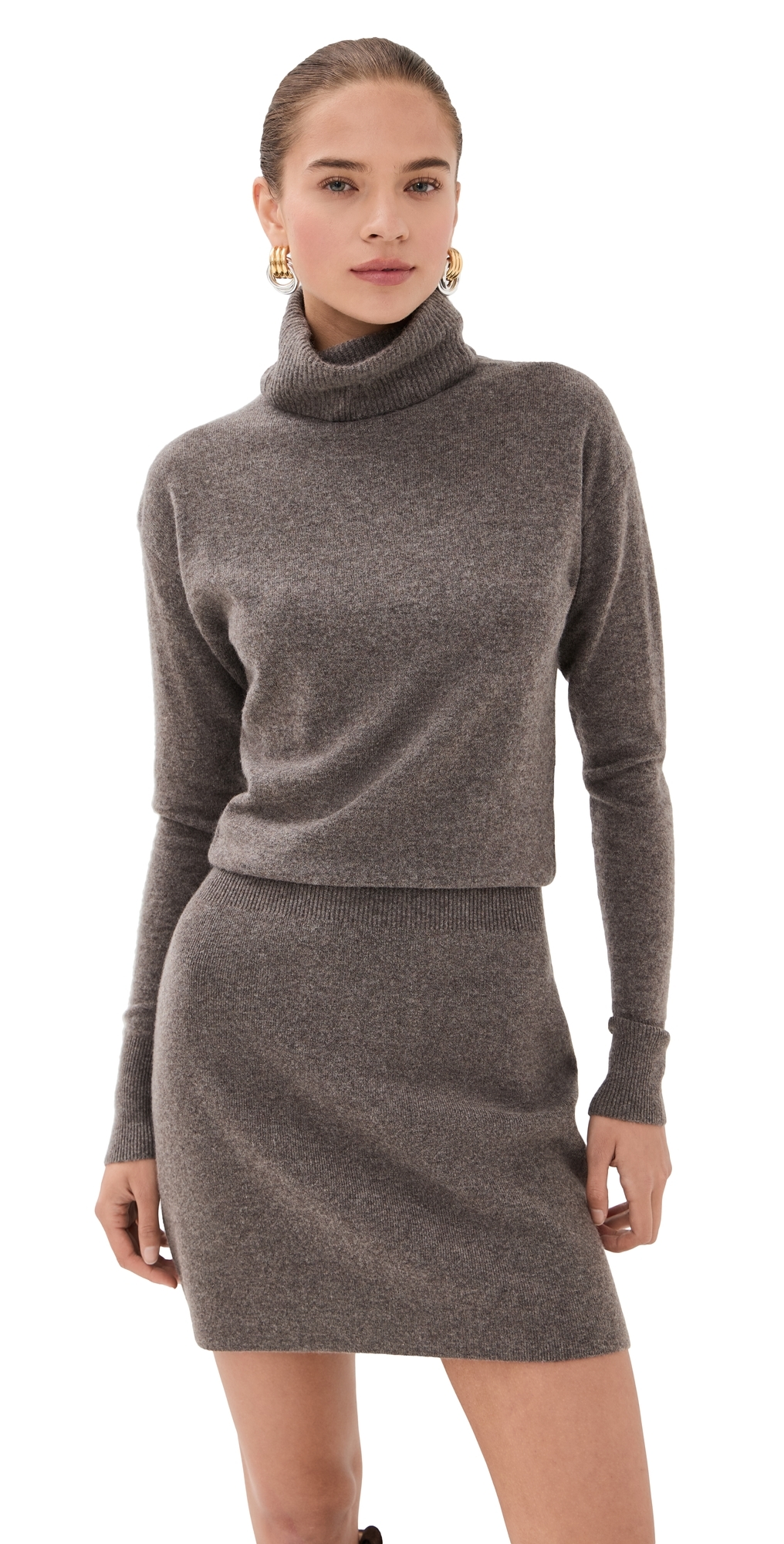 Veronica Beard Cassidy Turtleneck Mini Dress Heather Umber Melange In Brown