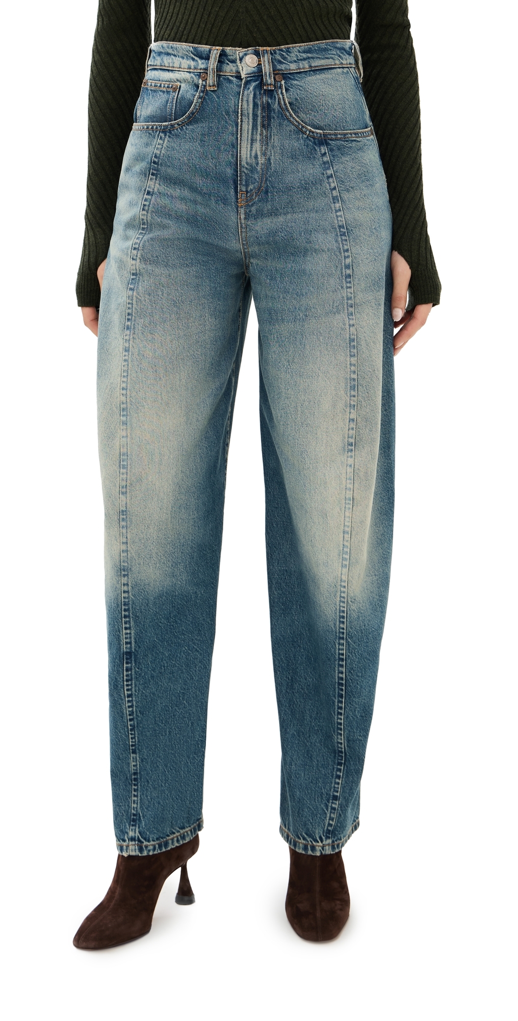 Victoria Beckham Curved Leg Jeans Classic Blue Wash In Blue
