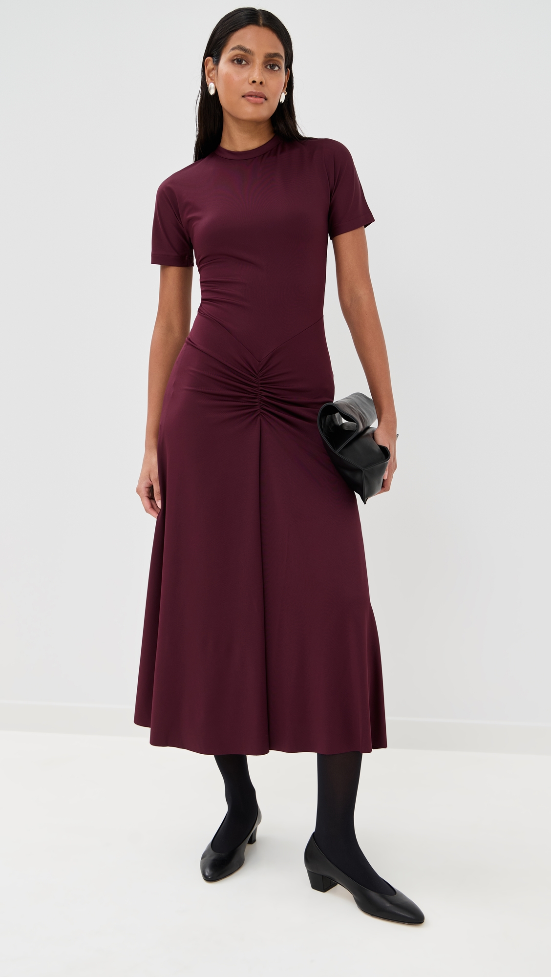 Victoria Beckham Gathered Waist T-Shirt Midi Dress thumbnail