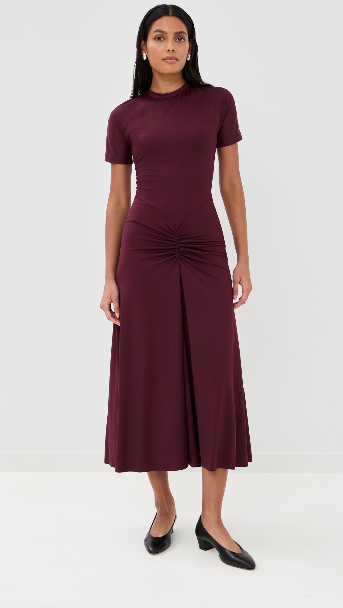 Victoria Beckham Gathered Waist T-Shirt Midi Dress