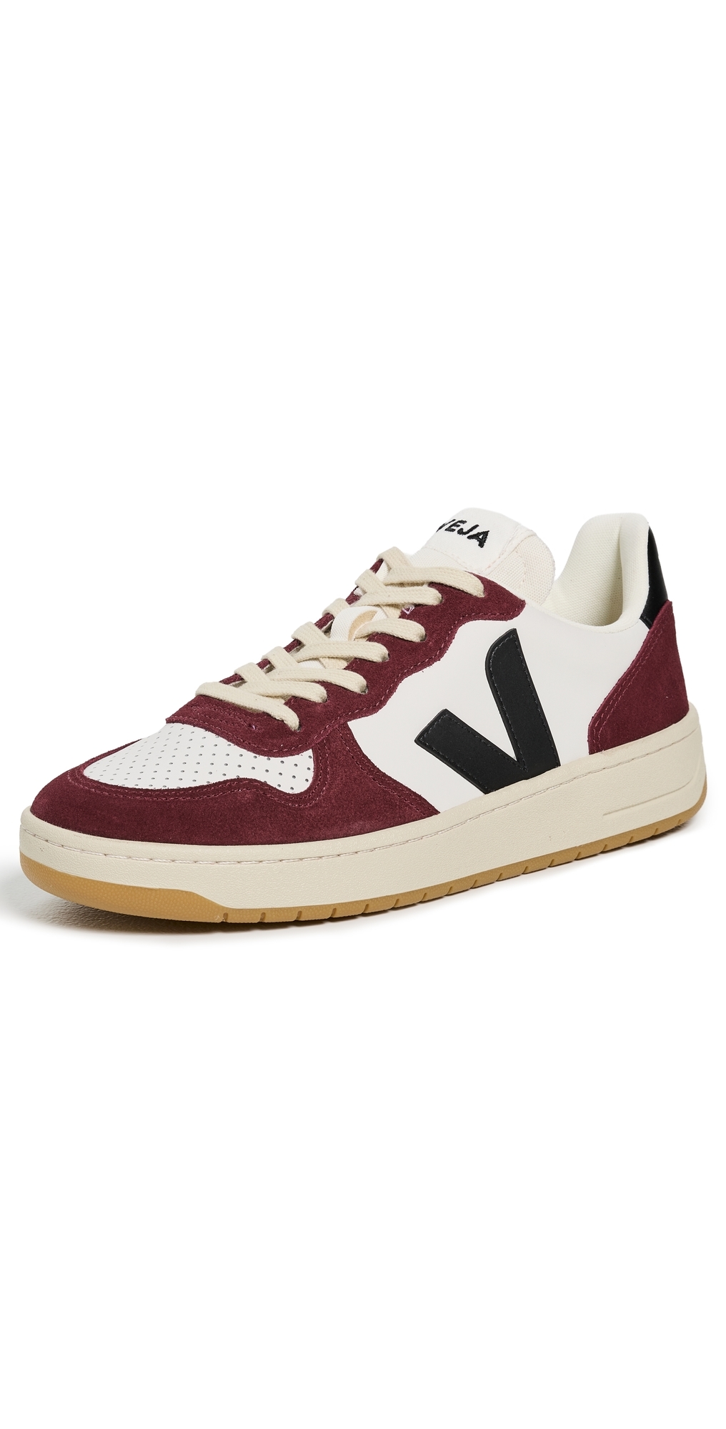 Veja V-10 Prime Panelled Leather Sneakers In Purple
