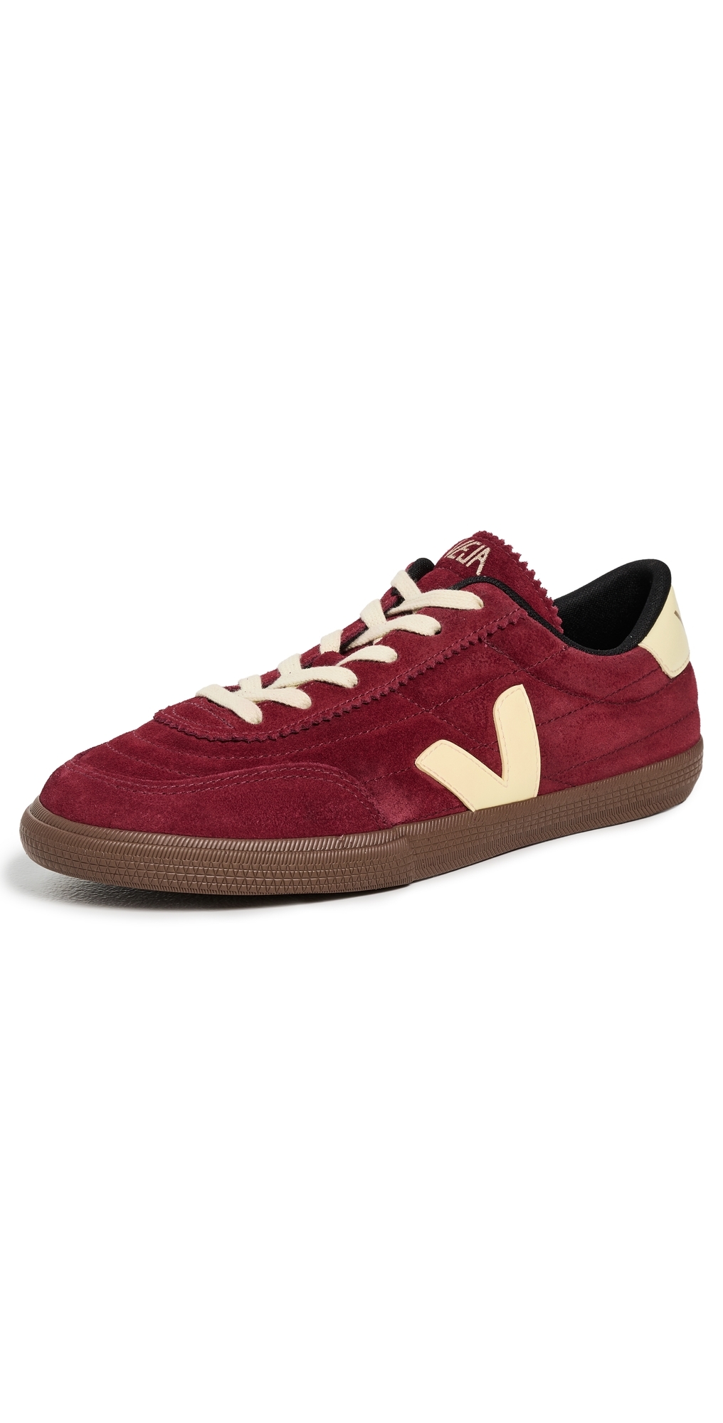 Veja Low-top Bordeaux Suede Sneakers With Cream Accents In Brown