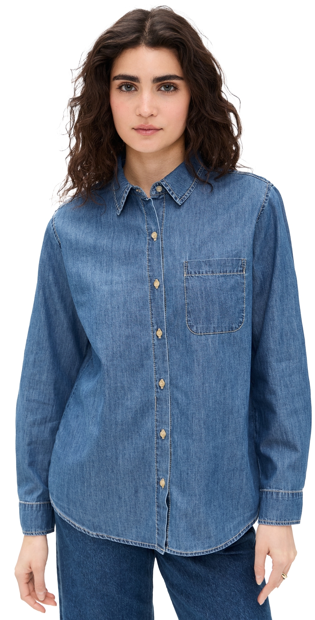 Velvet Kassa Button Down Shirt Chambray In Chambray