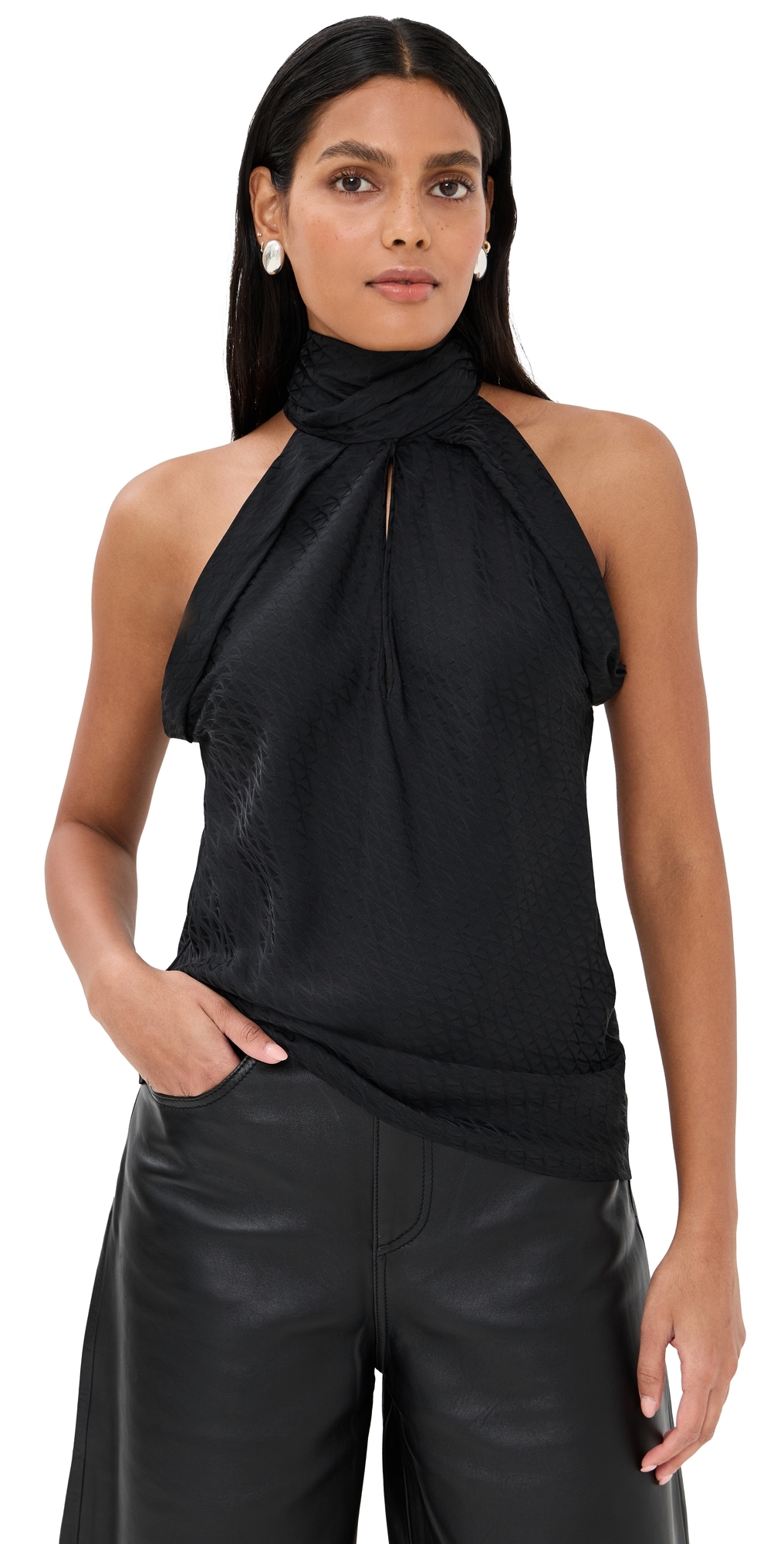 Versace Blouse V Monogram Jacquard Silk Satin Black In Multi