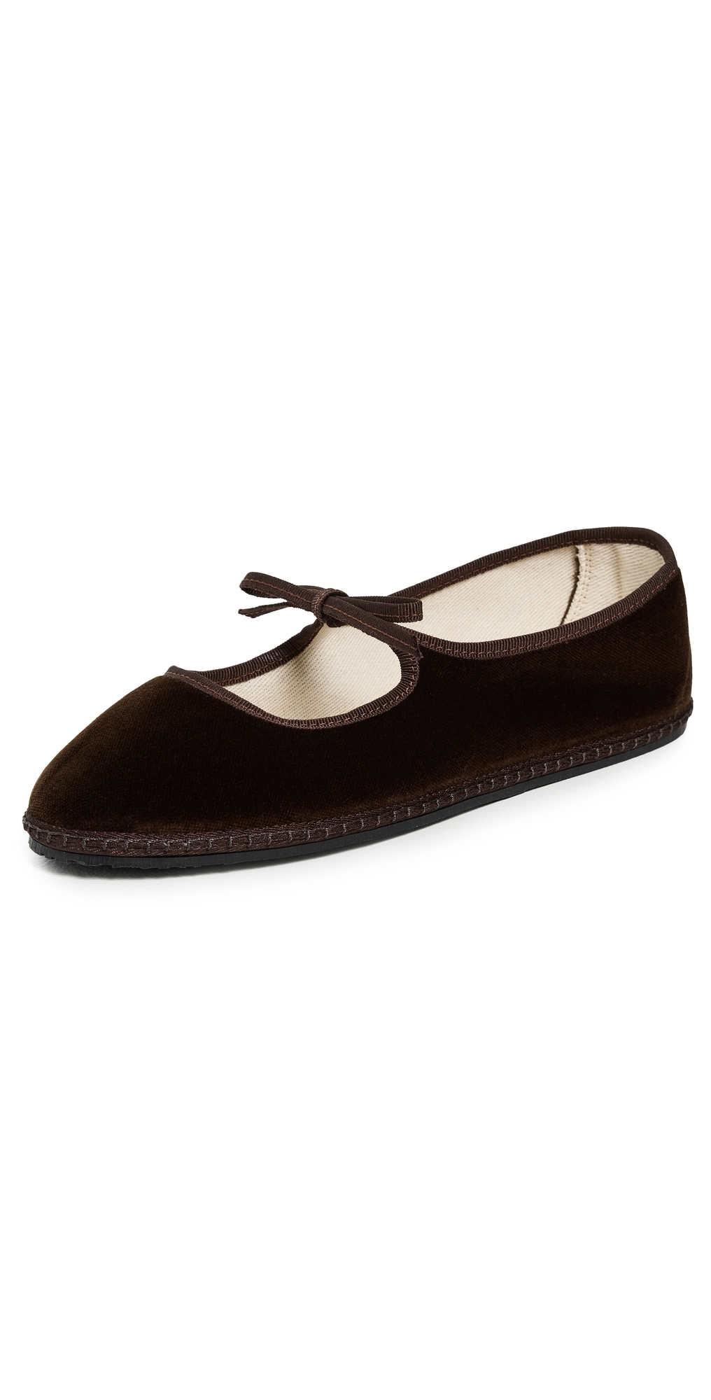 Vibi Venezia Brigitte Velvet Mary Jane Flats Amerigo In Brown