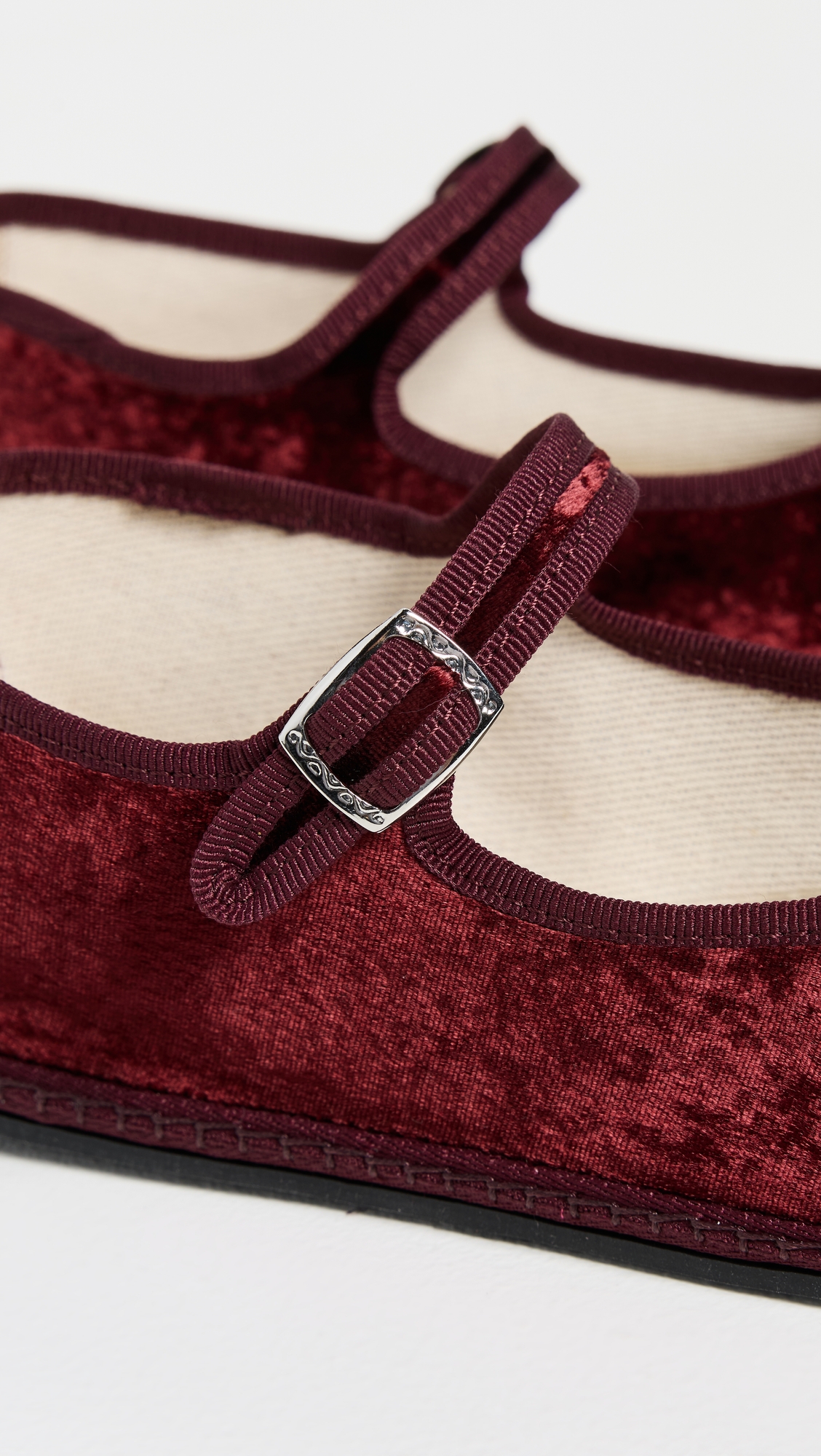 ViBi VENEZiA Mary Jane Satin Velvet Flats thumbnail