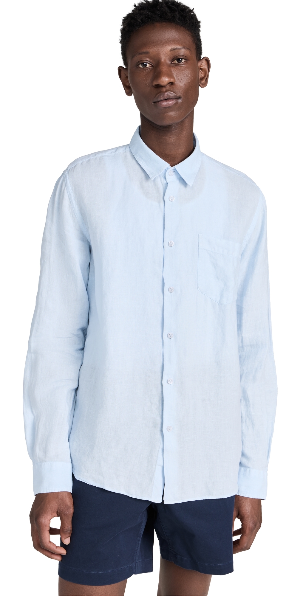 Vilebrequin Caroubis Linen Shirt Bleu Ciel In Bleu Ciel