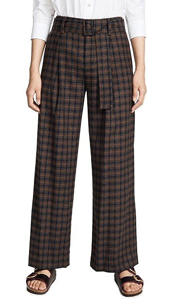 plaid wide leg pants