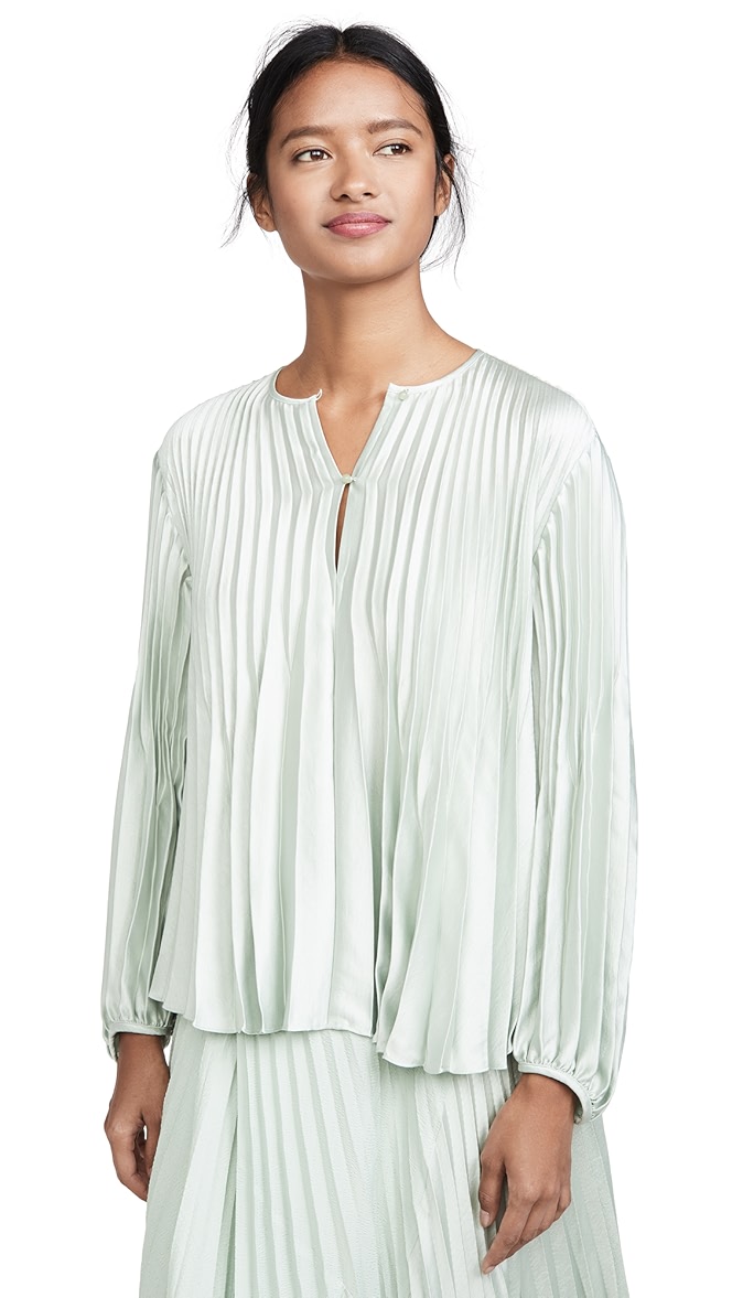 Vince chevron pleated blouse Clearance