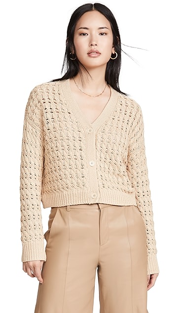 vince open cable cardigan