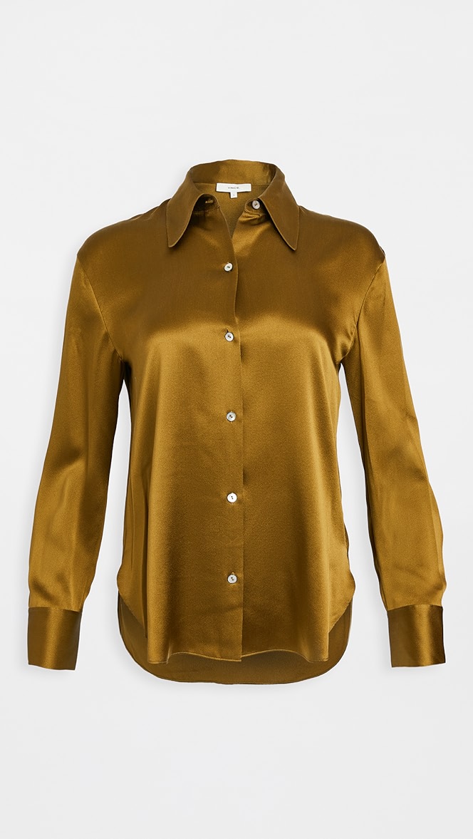 Vince silk shaped collar blouse clearance