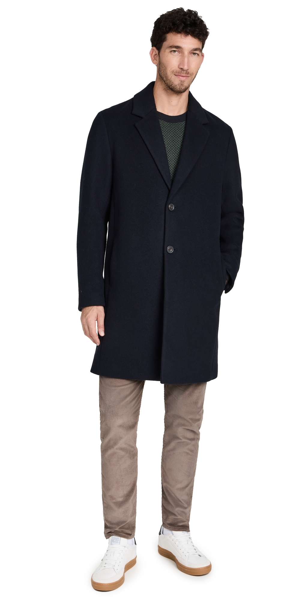 Vince Classic Wool Blend Coat In Blue