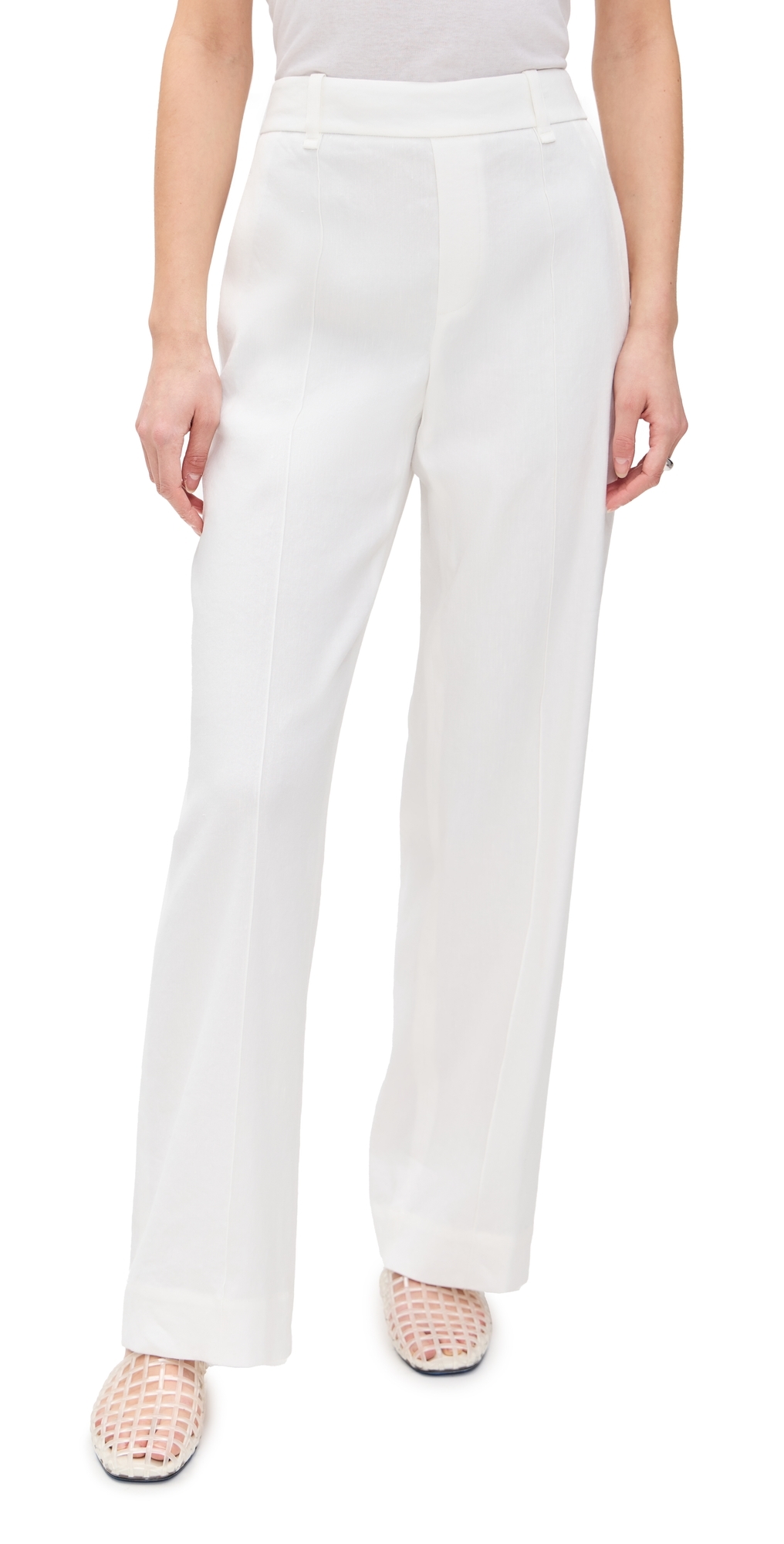 Vince High Rise Pull On Linen Pants Off White In Off White