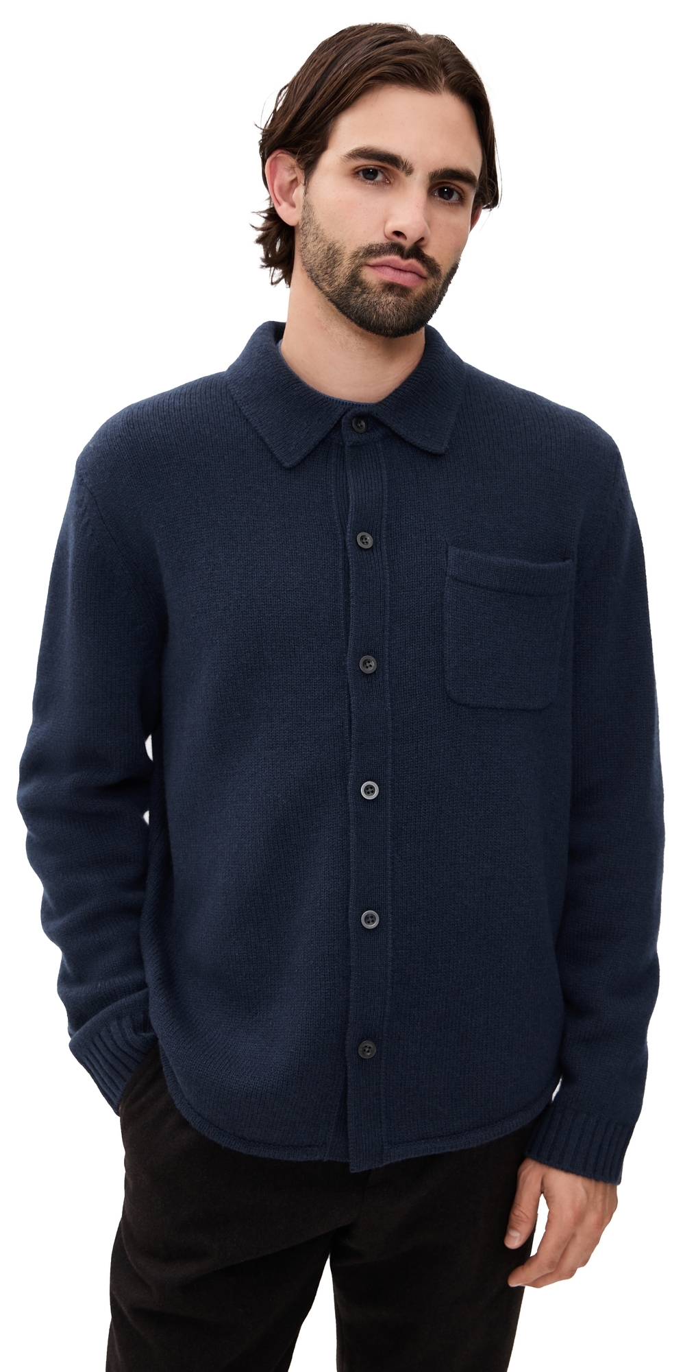 Vince Contour Hem Sweater Shirt Coastal In Blue