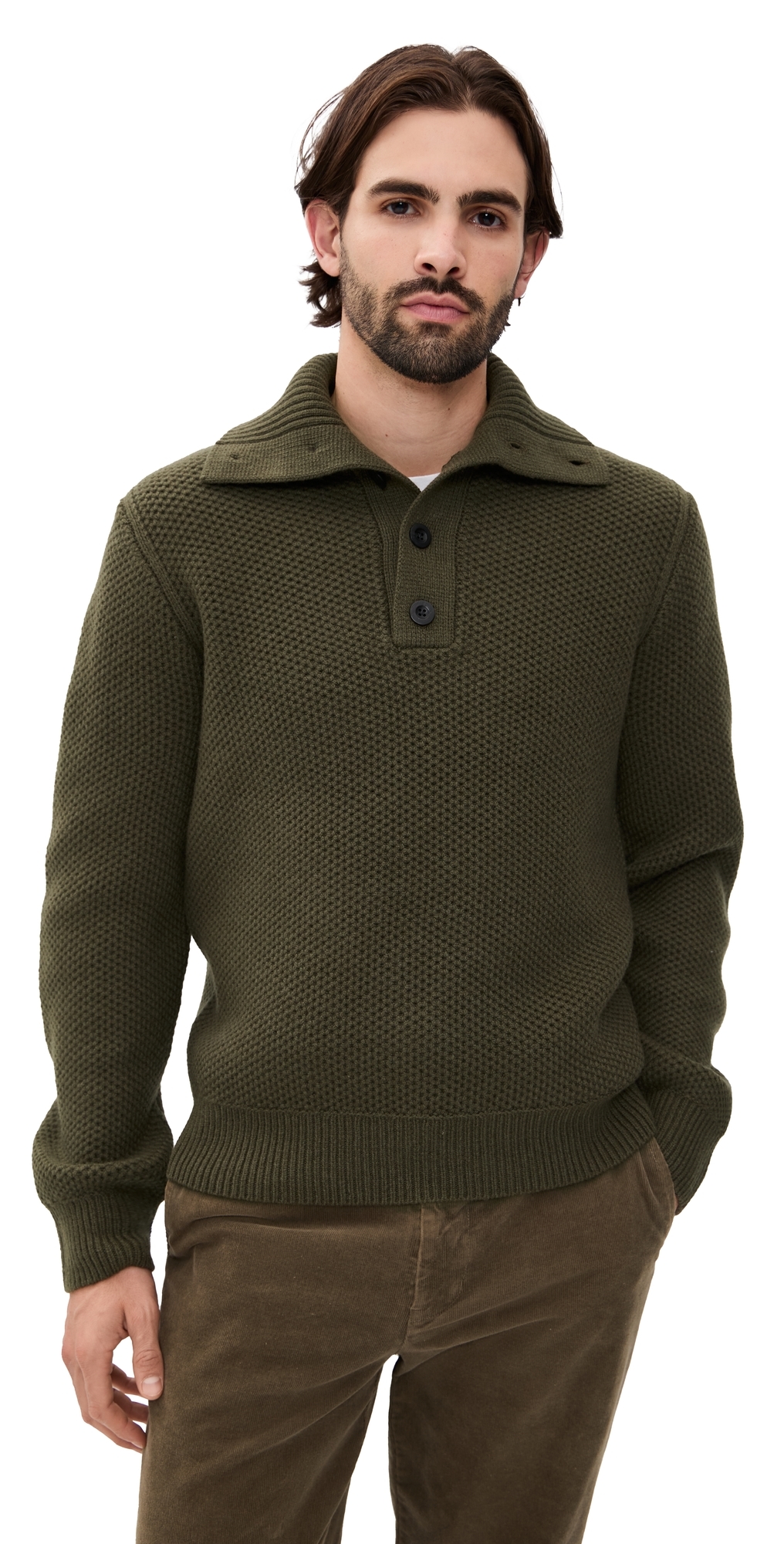 Vince Honeycomb Mock Neck Sweater Leaf In Green