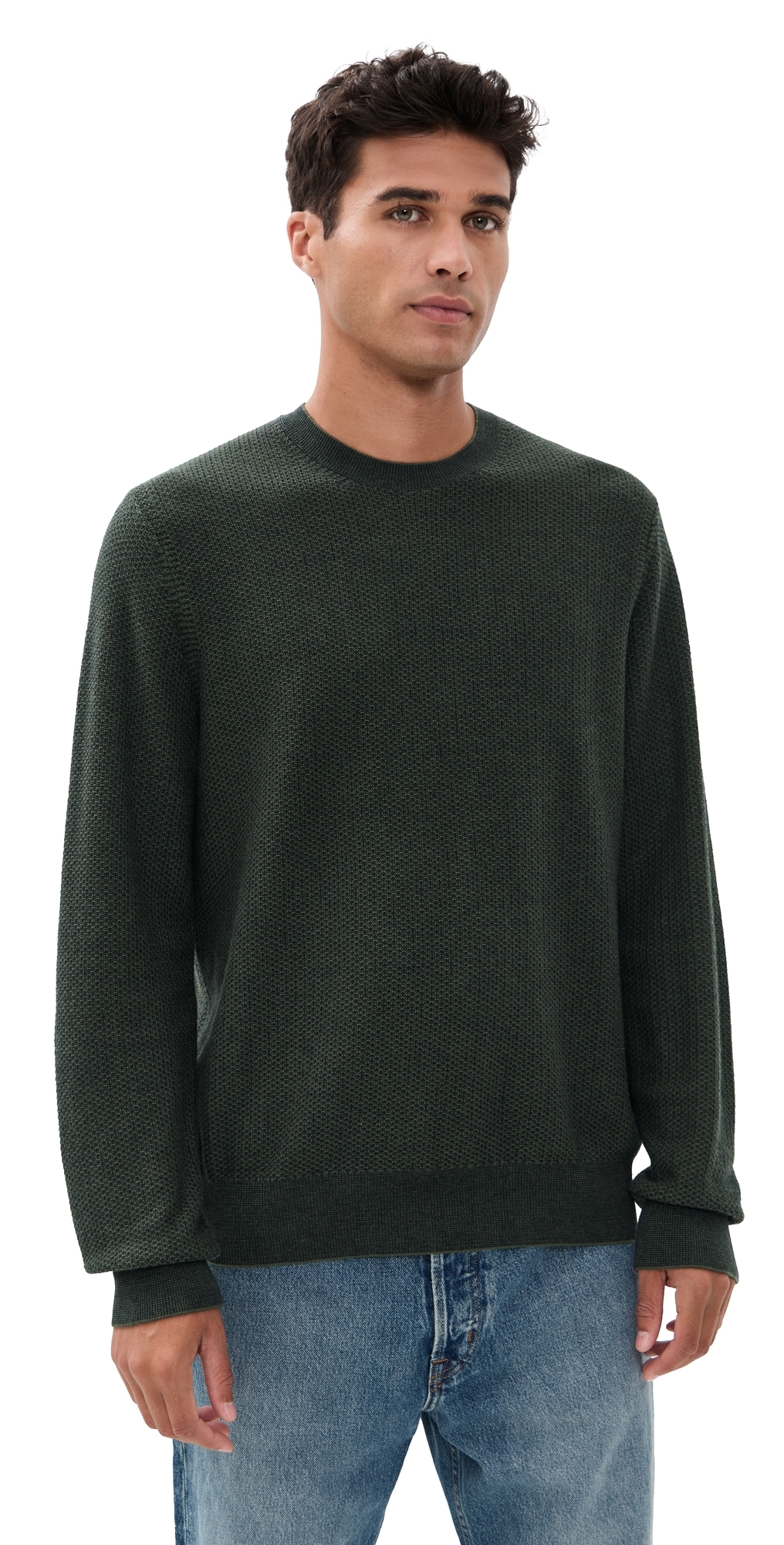 Vince Geo Jacquard Crew Sweater Driver Green/coastal In Green