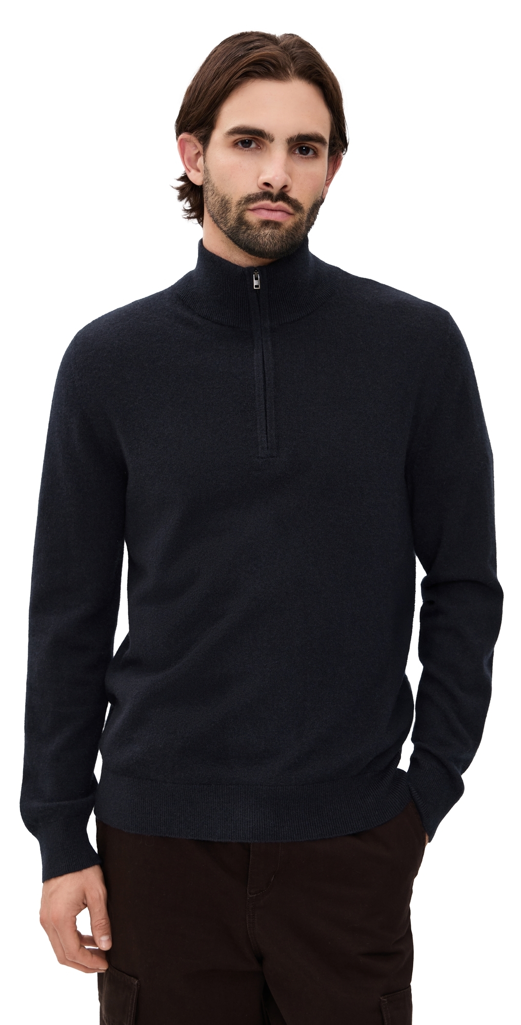 Vince Cashmere Quarter Zip Sweater Coastal In Black