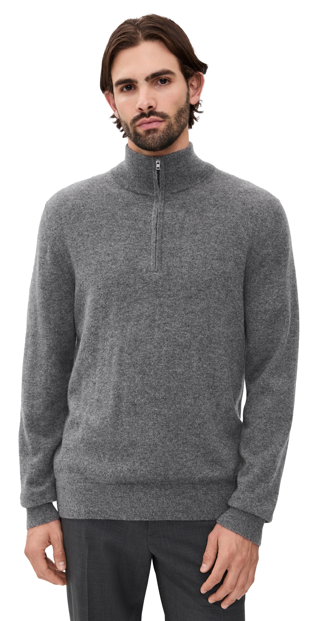 Vince Cashmere Quarter Zip Sweater Med H Grey In Gray