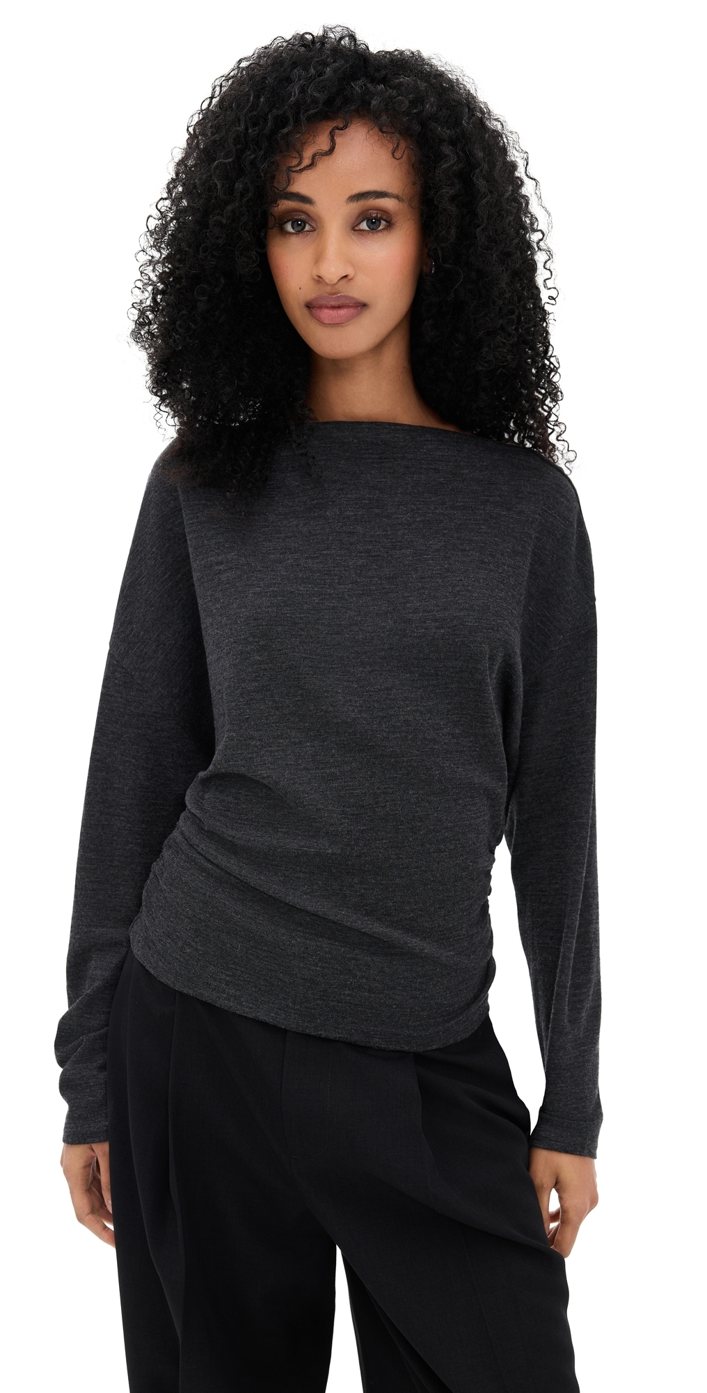 Vince Draped Top Dark Heather Grey In Gray