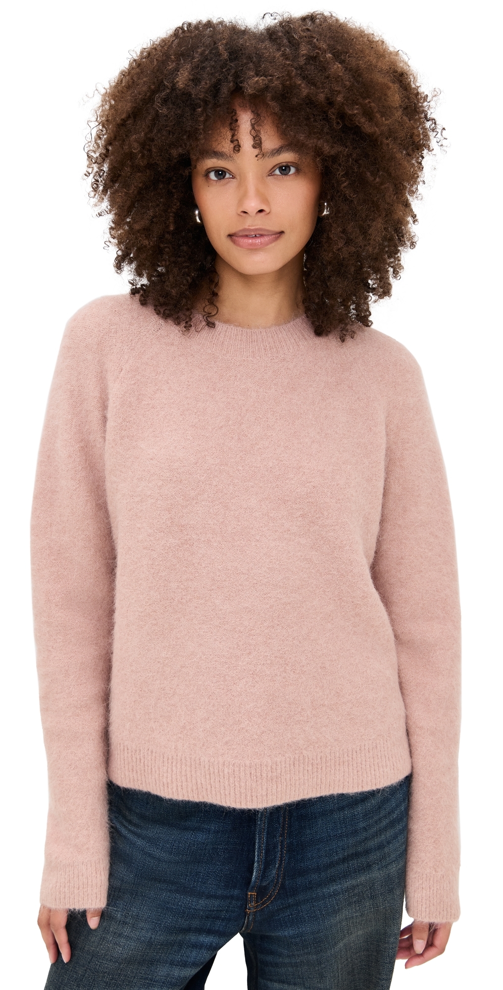 Vince Alpaca Crew Brushed Sweater Beet Root In Pink