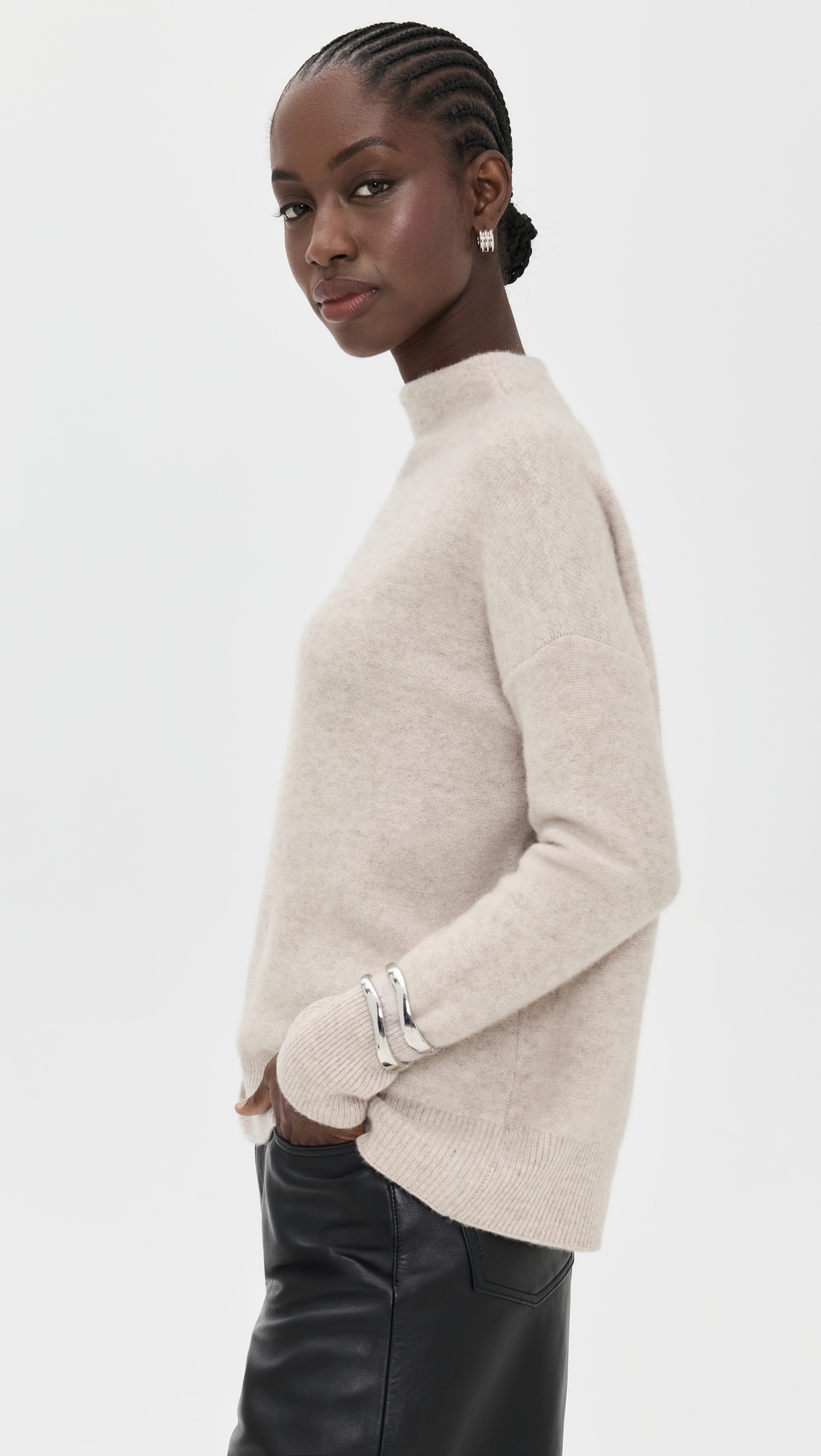 Vince Boiled Cashmere Funnel Neck Pullover thumbnail
