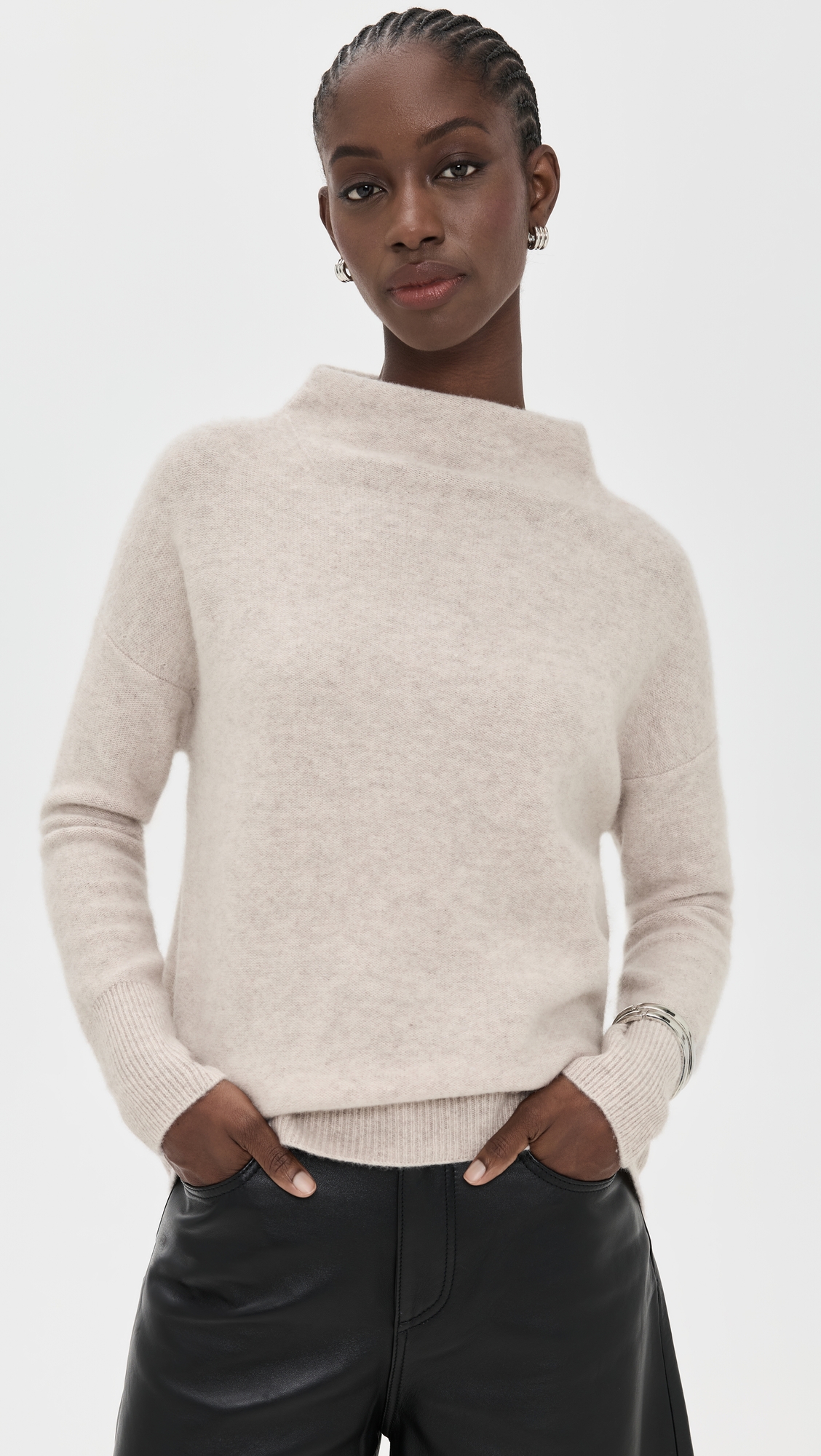 Vince Boiled Cashmere Funnel Neck Pullover