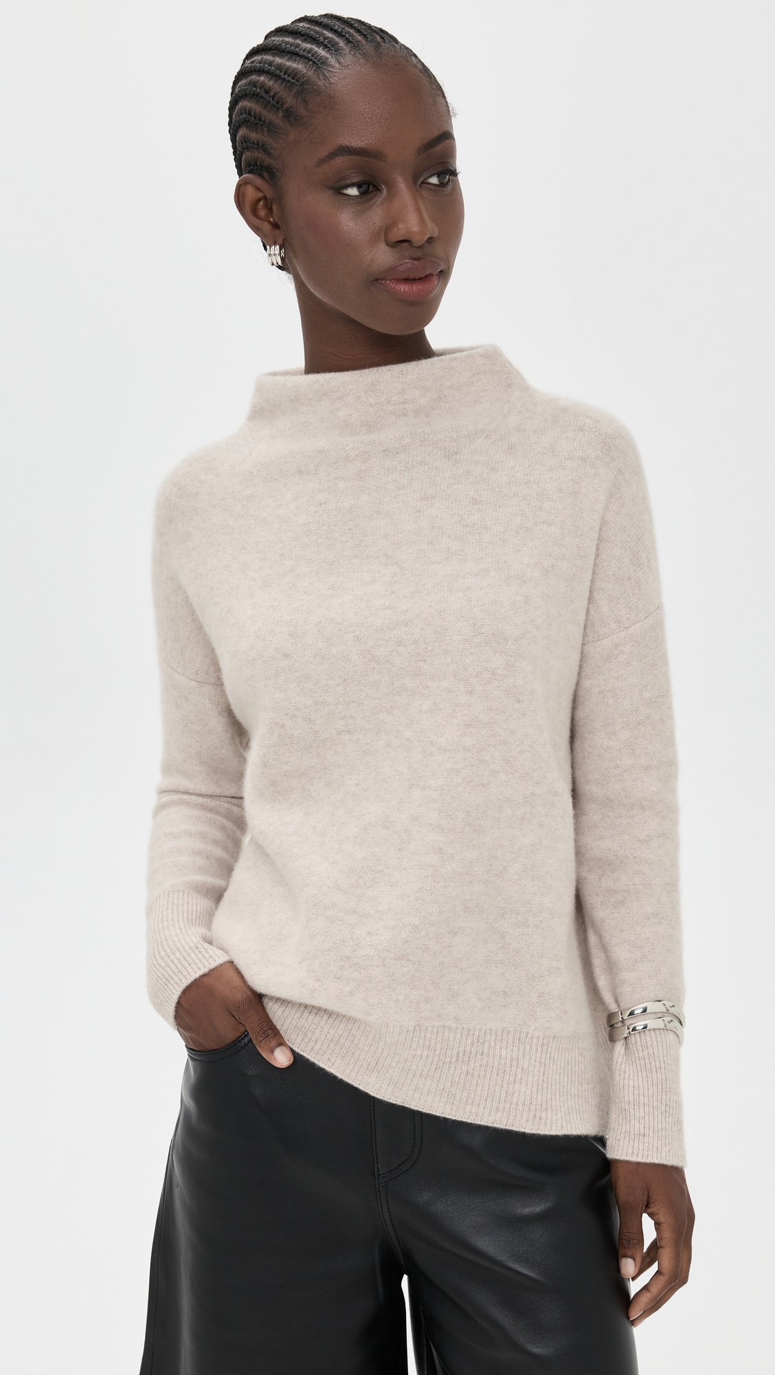 Vince Boiled Cashmere Funnel Neck Pullover thumbnail