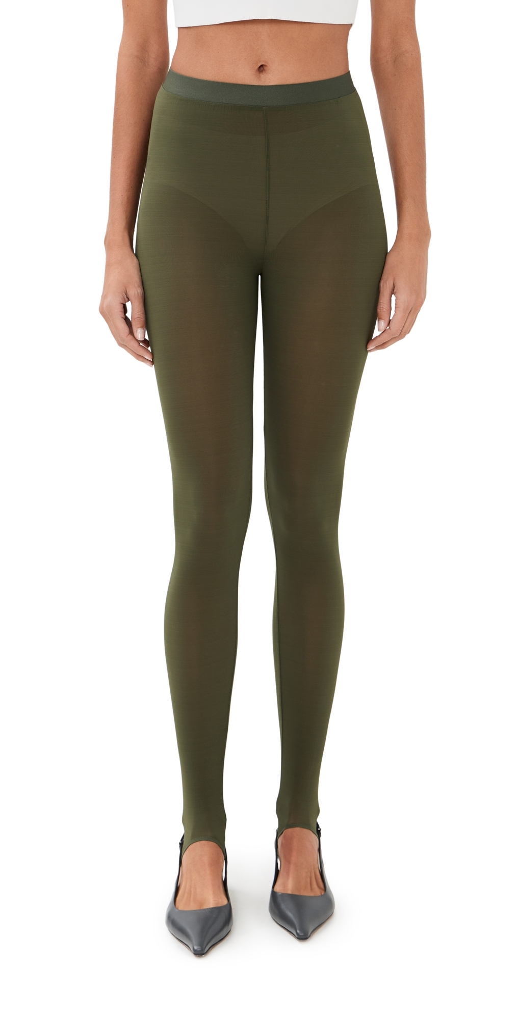 Wardrobe.nyc Wardrobe. Nyc Sheer Stirrup Leggings Military In Green