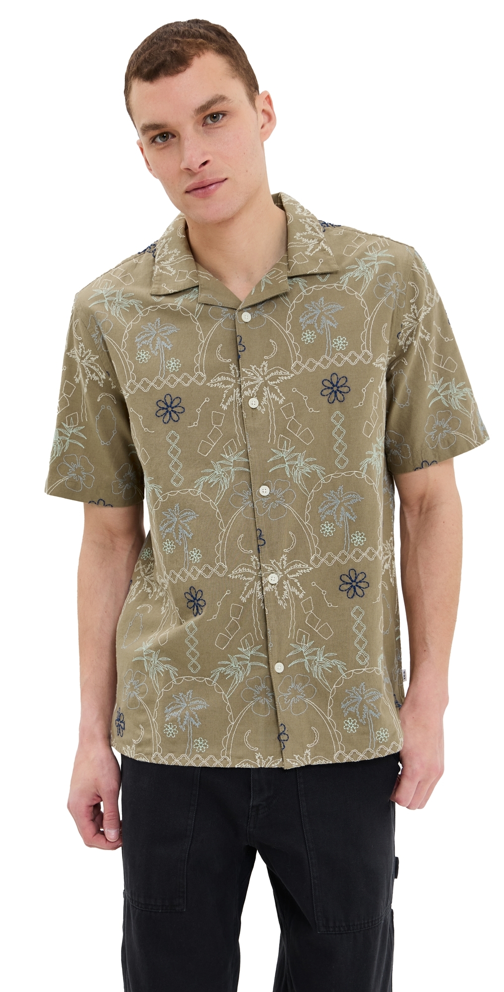 Wax London Hawaiian Didcot Shirt Khaki In Khaki
