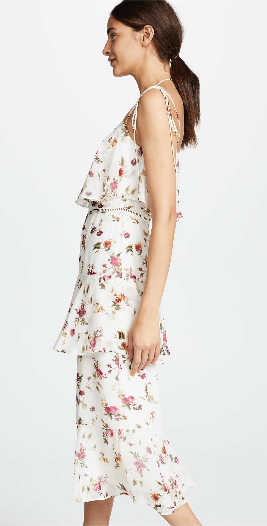 wayf imola tiered midi dress