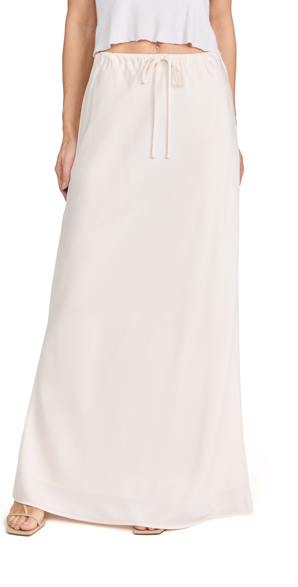Wayf Drawstring Maxi Skirt Beige In Beige