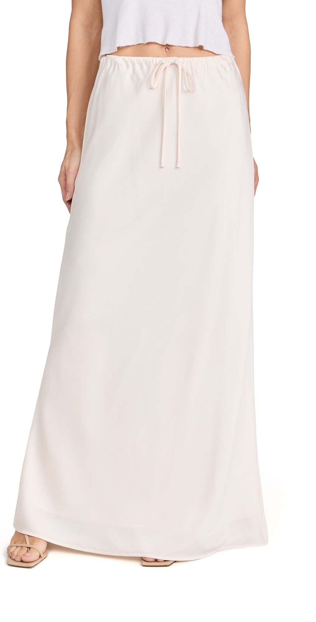 Wayf Drawstring Maxi Skirt Beige